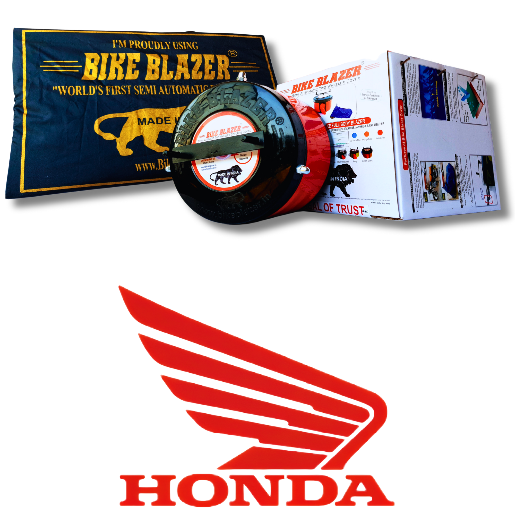 HONDA bikeblazer website brand image waterproof dustproof rain water resistant outdoor heavy duty full body motorcycle covers