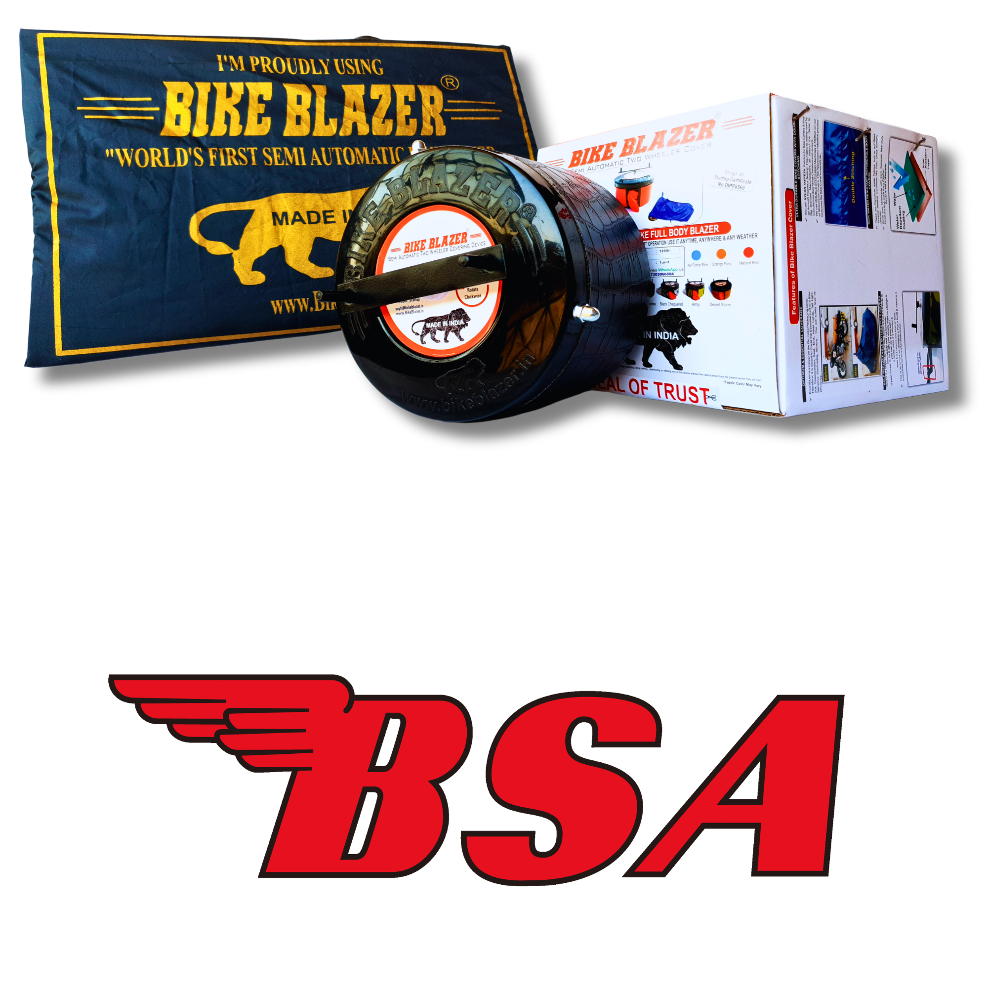 BSA bikeblazer website brand image waterproof dustproof rain water resistant outdoor heavy duty full body motorcycle covers