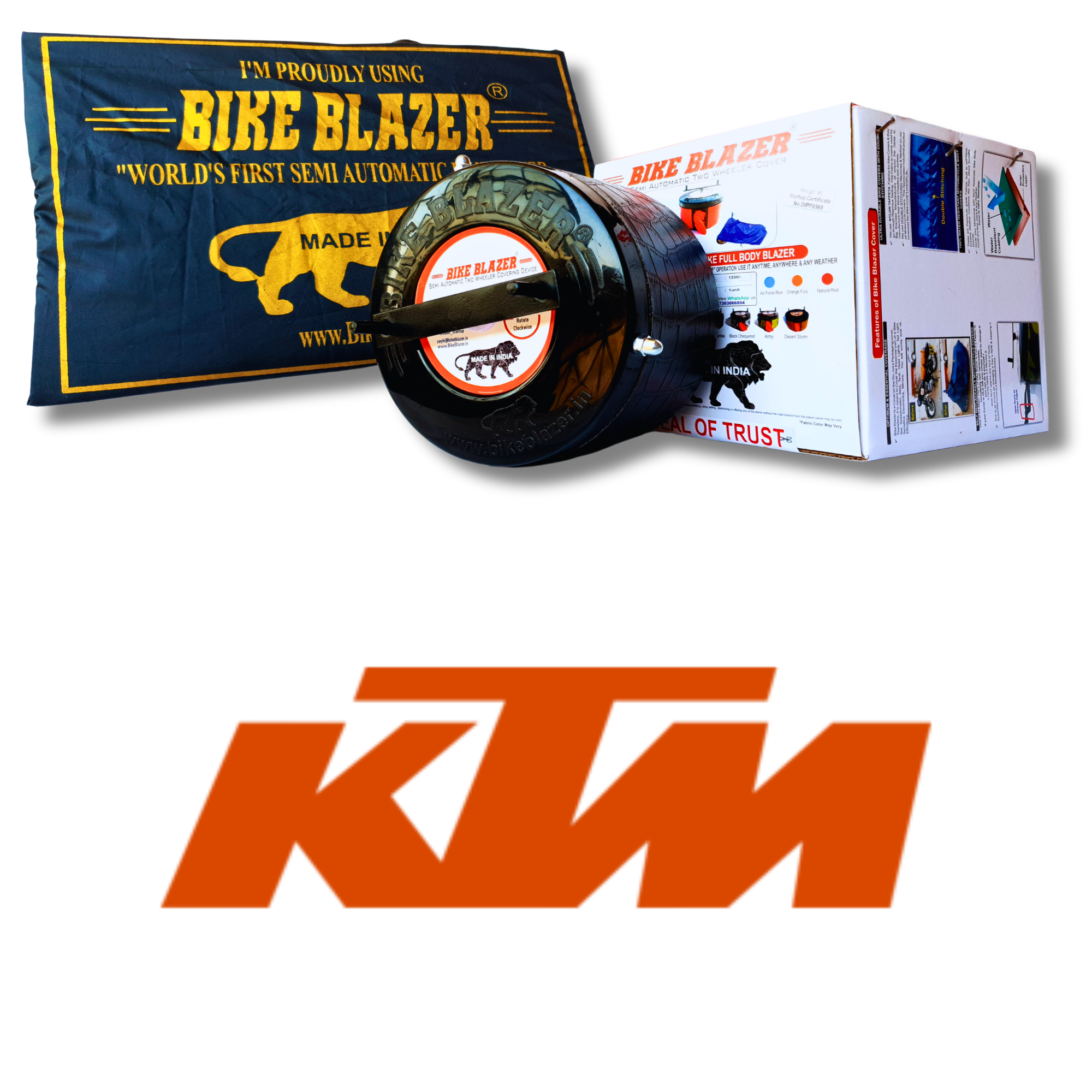 KTM bikeblazer website brand image waterproof dustproof rain water resistant outdoor heavy duty full body motorcycle covers