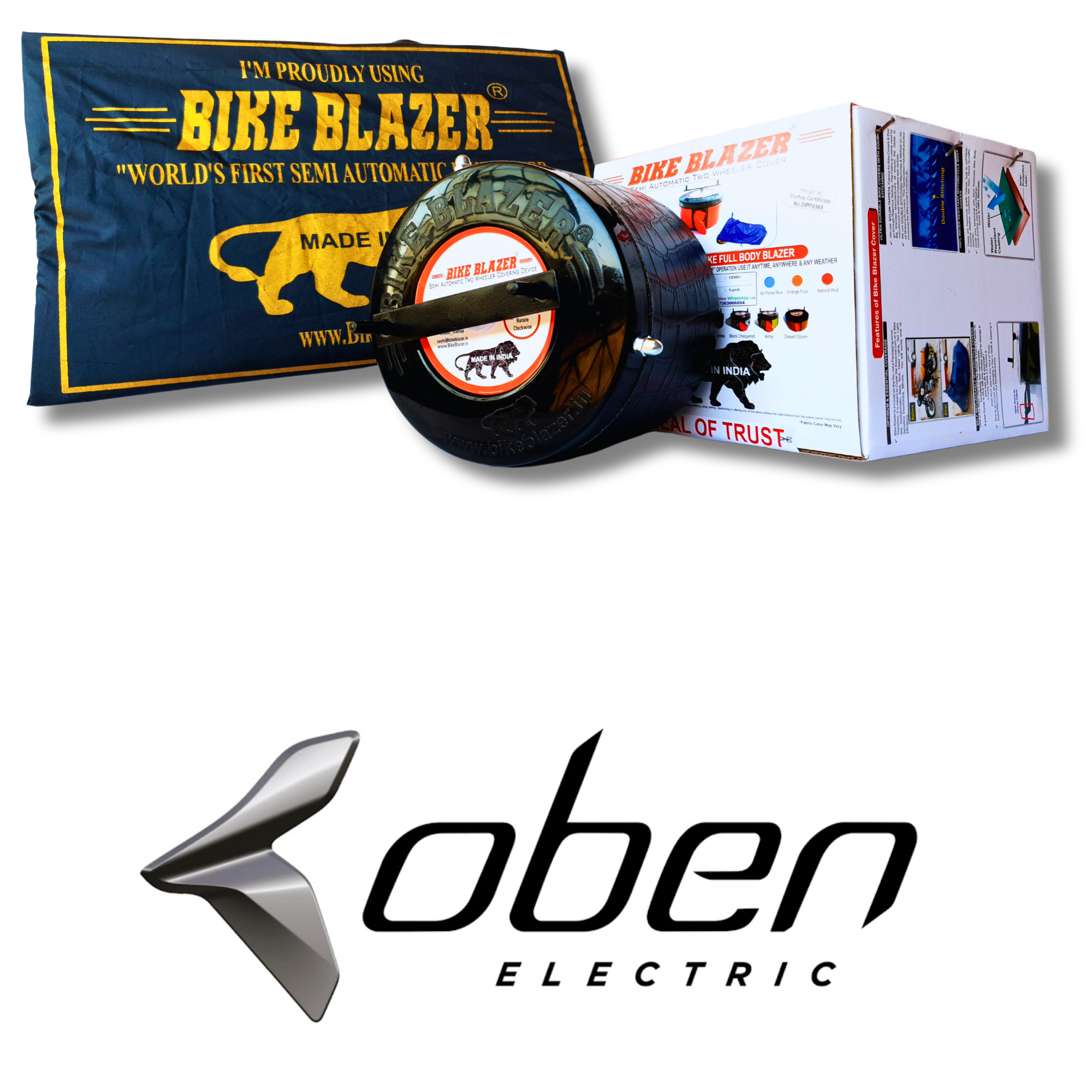 OBEN ELECTRIC bikeblazer website brand image waterproof dustproof rain water resistant outdoor heavy duty full body motorcycle covers