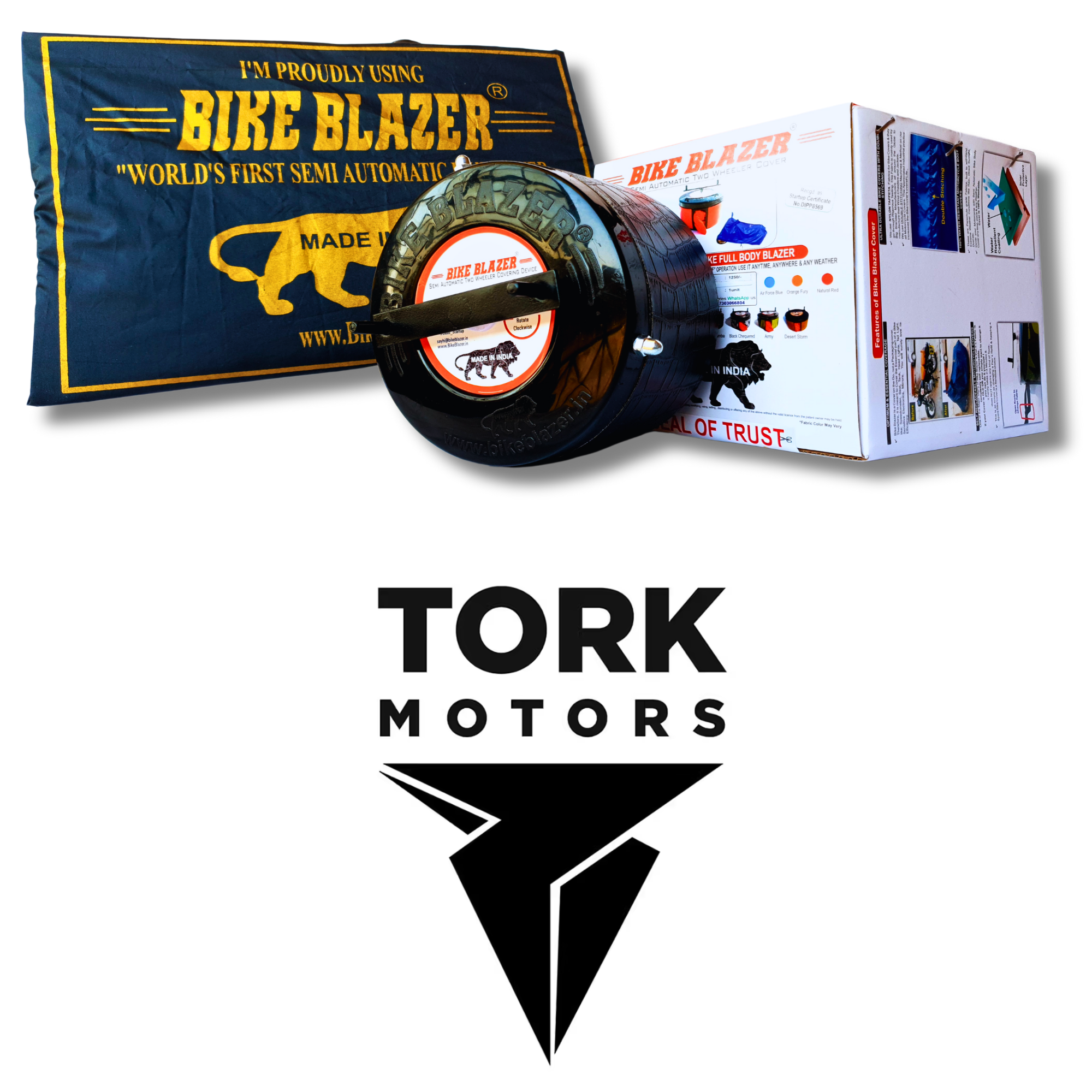TORK MOTORS bikeblazer website brand image waterproof dustproof rain water resistant outdoor heavy duty full body motorcycle covers