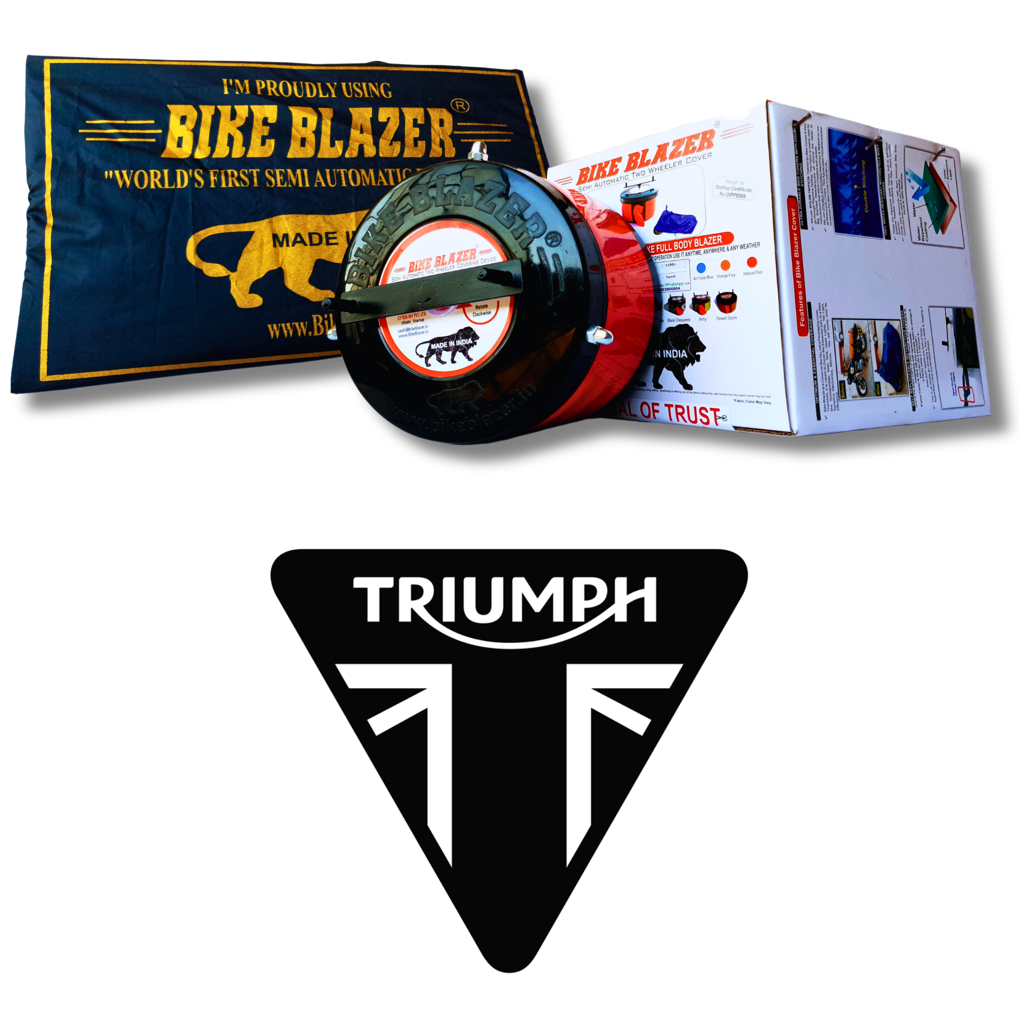 TRIUMPH bikeblazer website brand image waterproof dustproof rain water resistant outdoor heavy duty full body motorcycle covers
