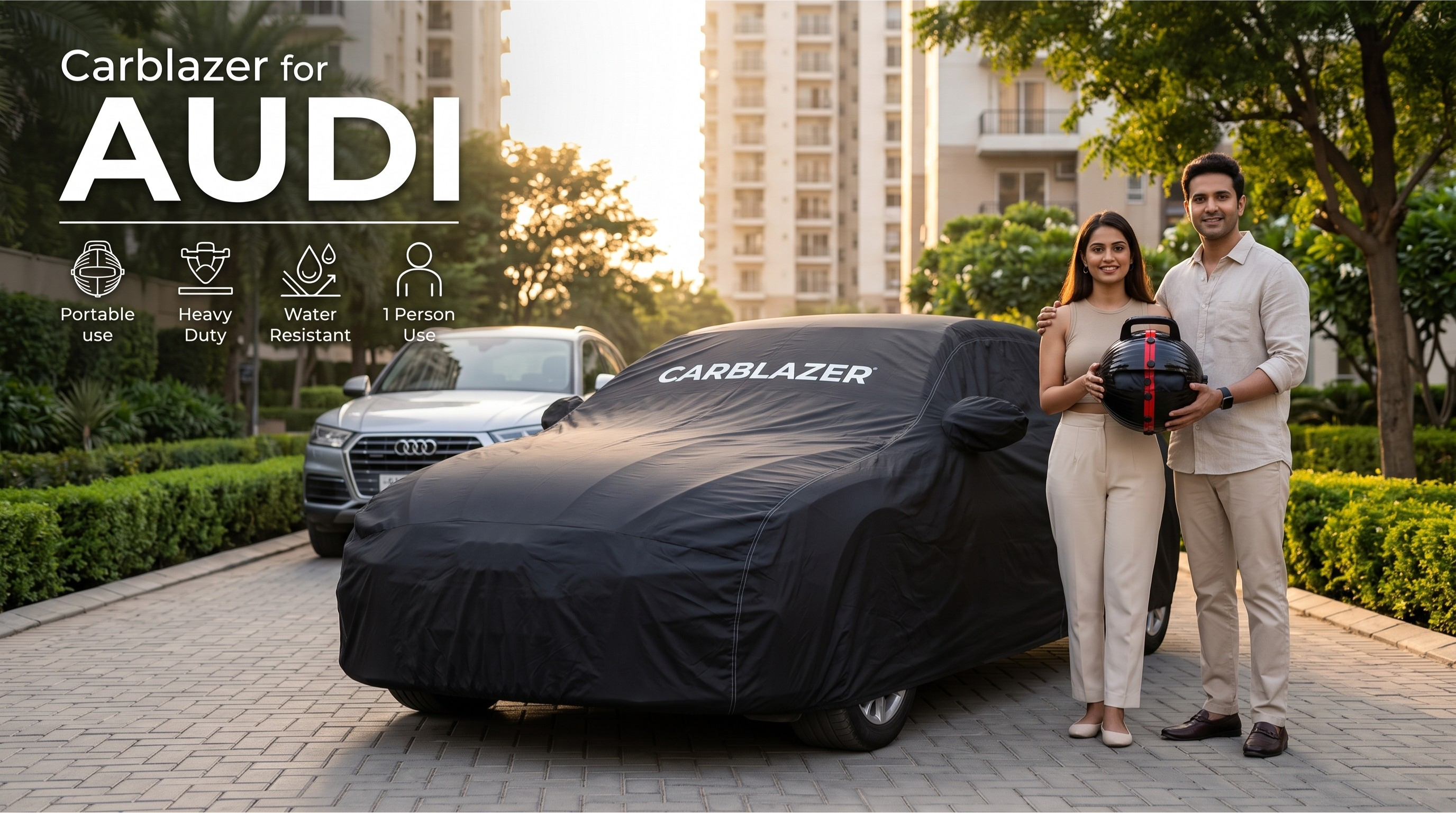 AUDI - CARBLAZER Full Body Car Cover Sun proof Waterproof outdoor scratchproof Rain Dust proof 100 weather resistant Covers for PREMIUM CARS
