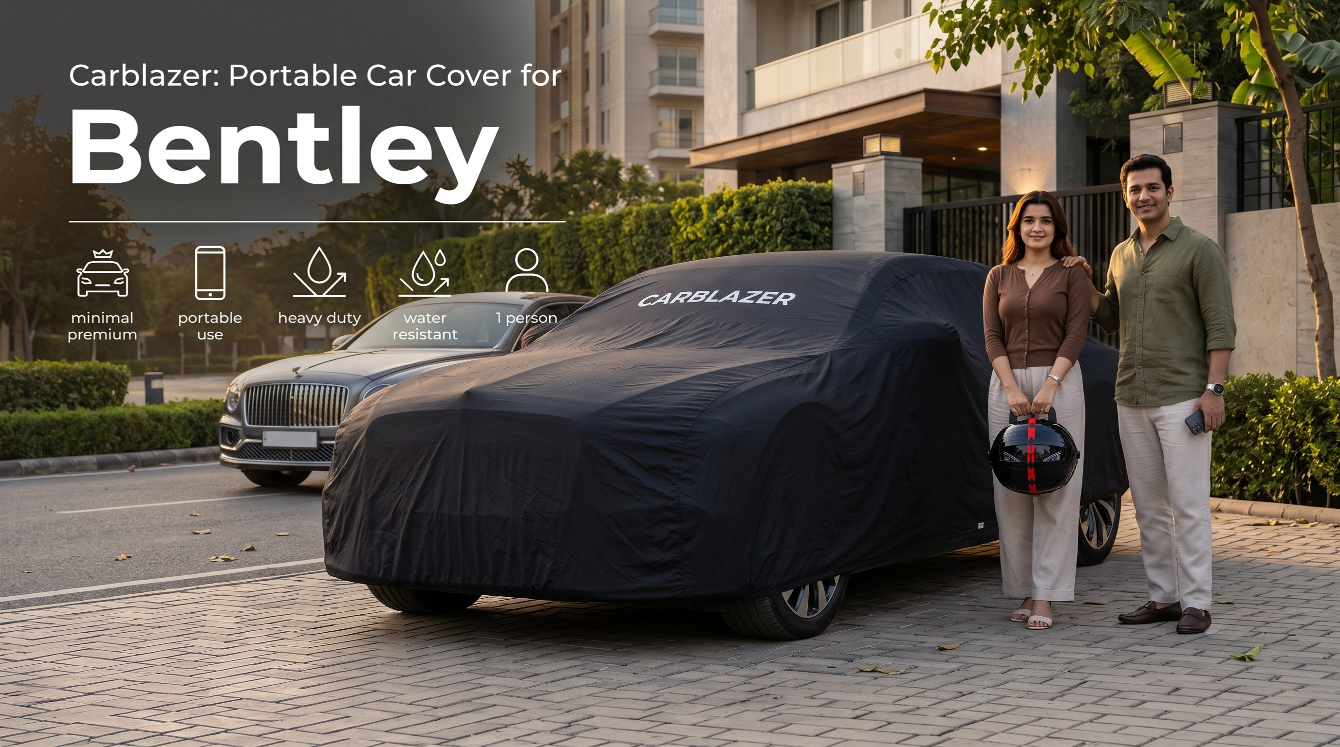 BENTLEY - CARBLAZER Full Body Car Cover Sun proof Waterproof outdoor scratchproof Rain Dust proof 100 weather resistant Covers for PREMIUM CARS