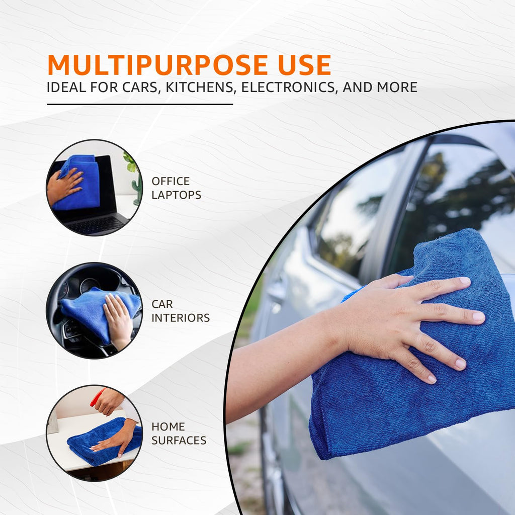 Bikeblazer microfiber cleaning cloth soft absorbent for car bike home pack of 4