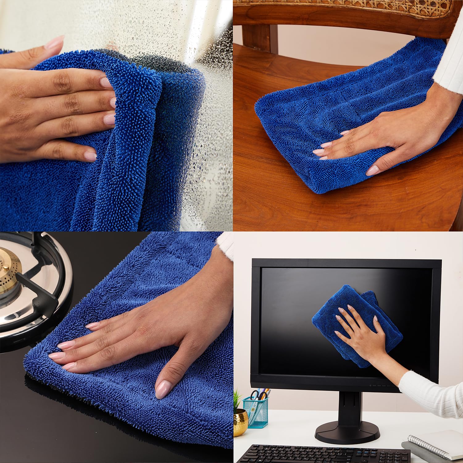 Bikeblazer microfiber cleaning cloth soft absorbent for car bike home pack of 5