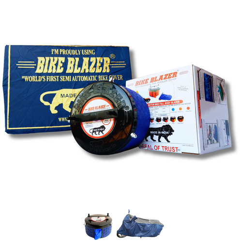 BikeBlazer semi automatic portable bike cover system with full body waterproof motorcycle protection AFN