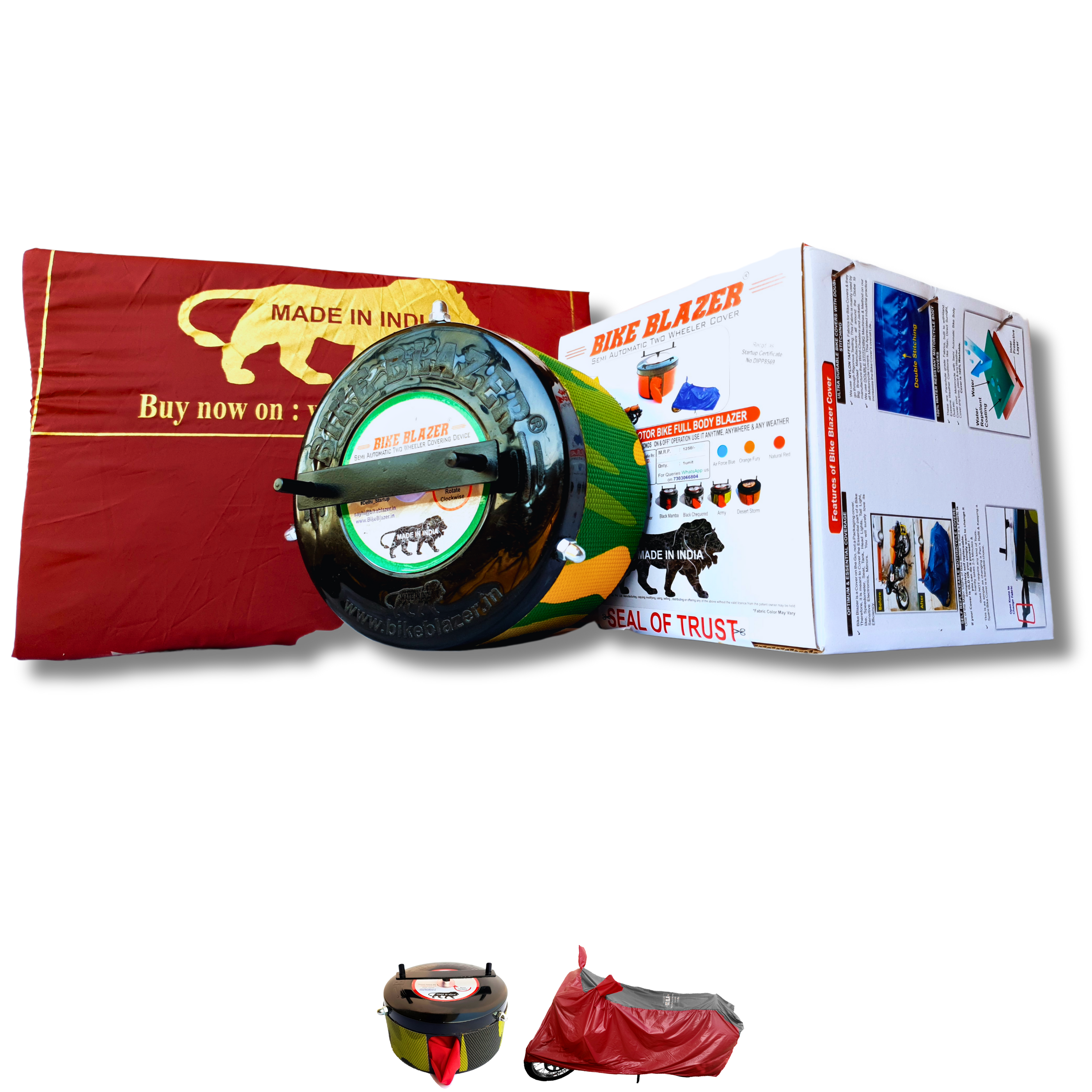 BikeBlazer semi automatic bike cover featuring waterproof fabric, dust protection and tear resistant construction AL