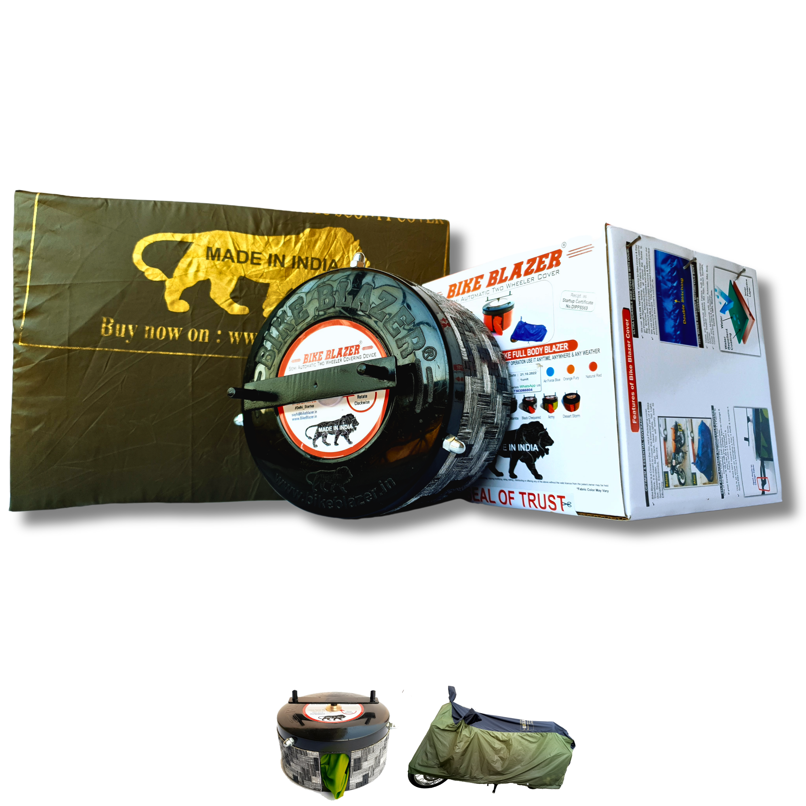 BikeBlazer semi automatic portable bike cover with waterproof full body coverage and secure elastic fitting BCJ