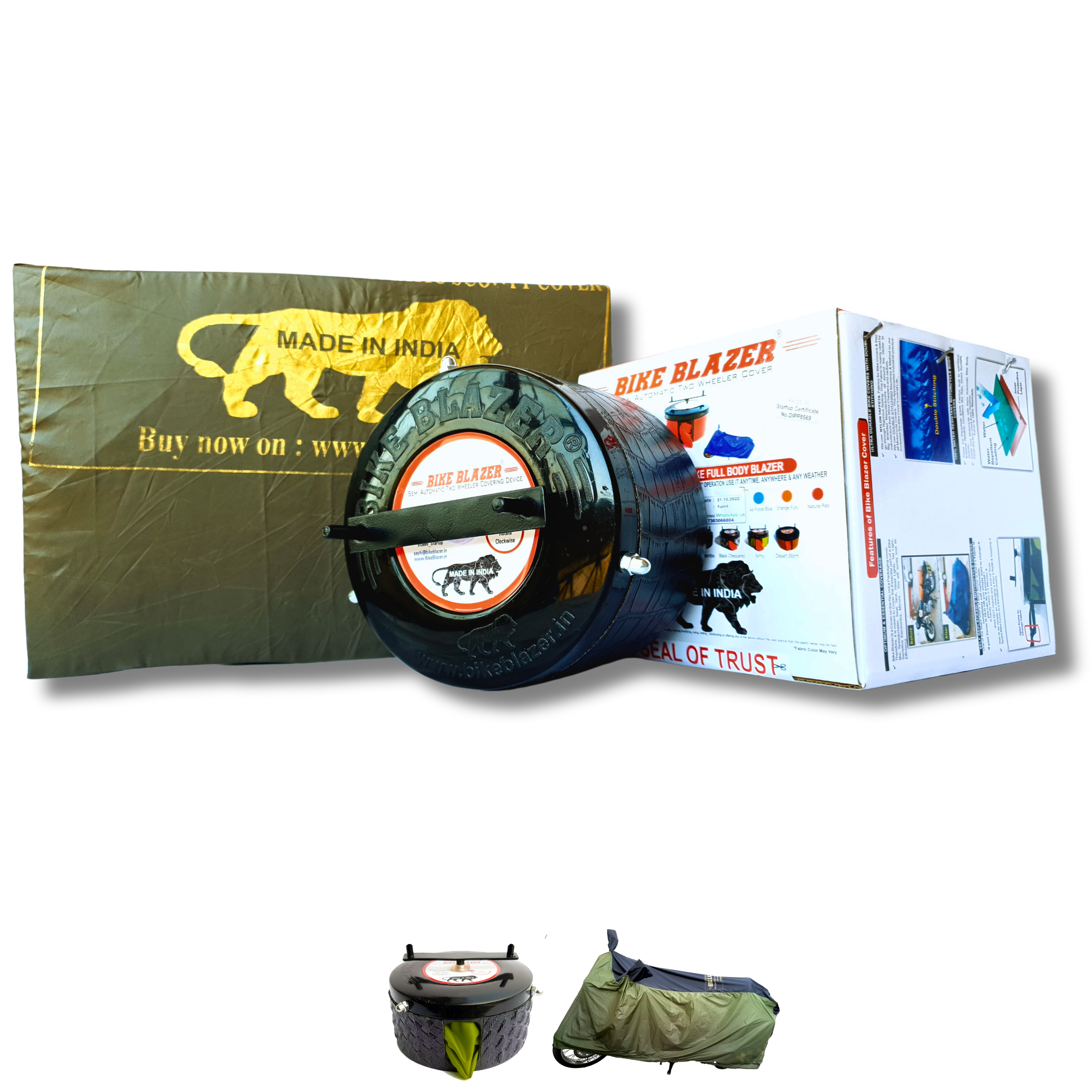 BikeBlazer portable motorcycle protection system with waterproof cover and elastic edge fitting BMJ