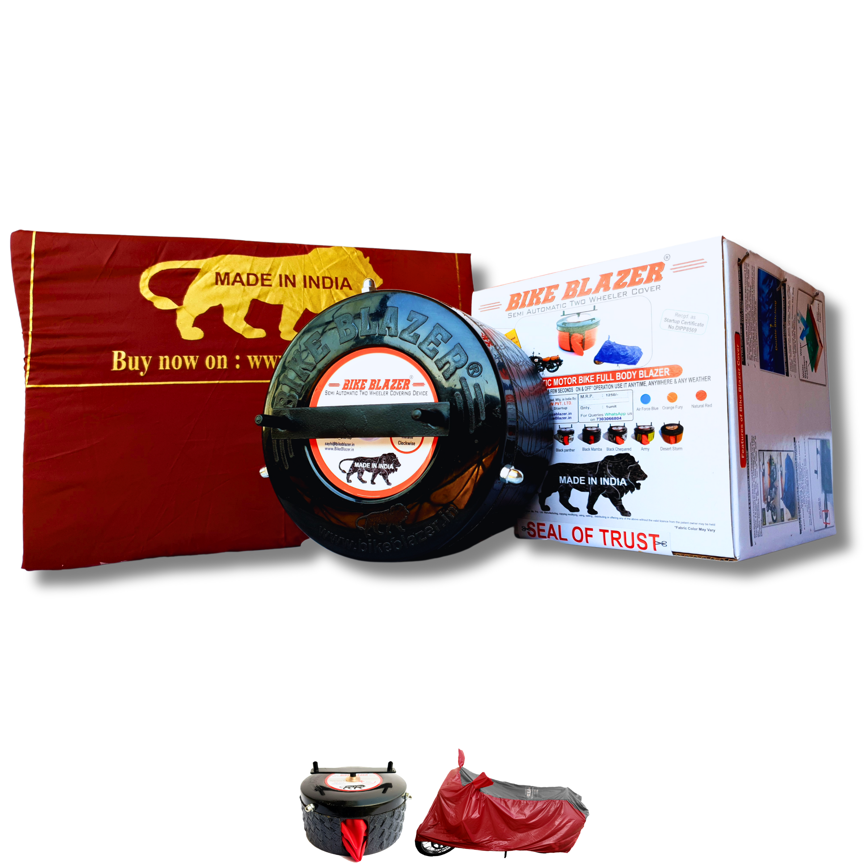 BikeBlazer portable semi automatic motorcycle cover designed for waterproof, dust proof and UV protected storage BML