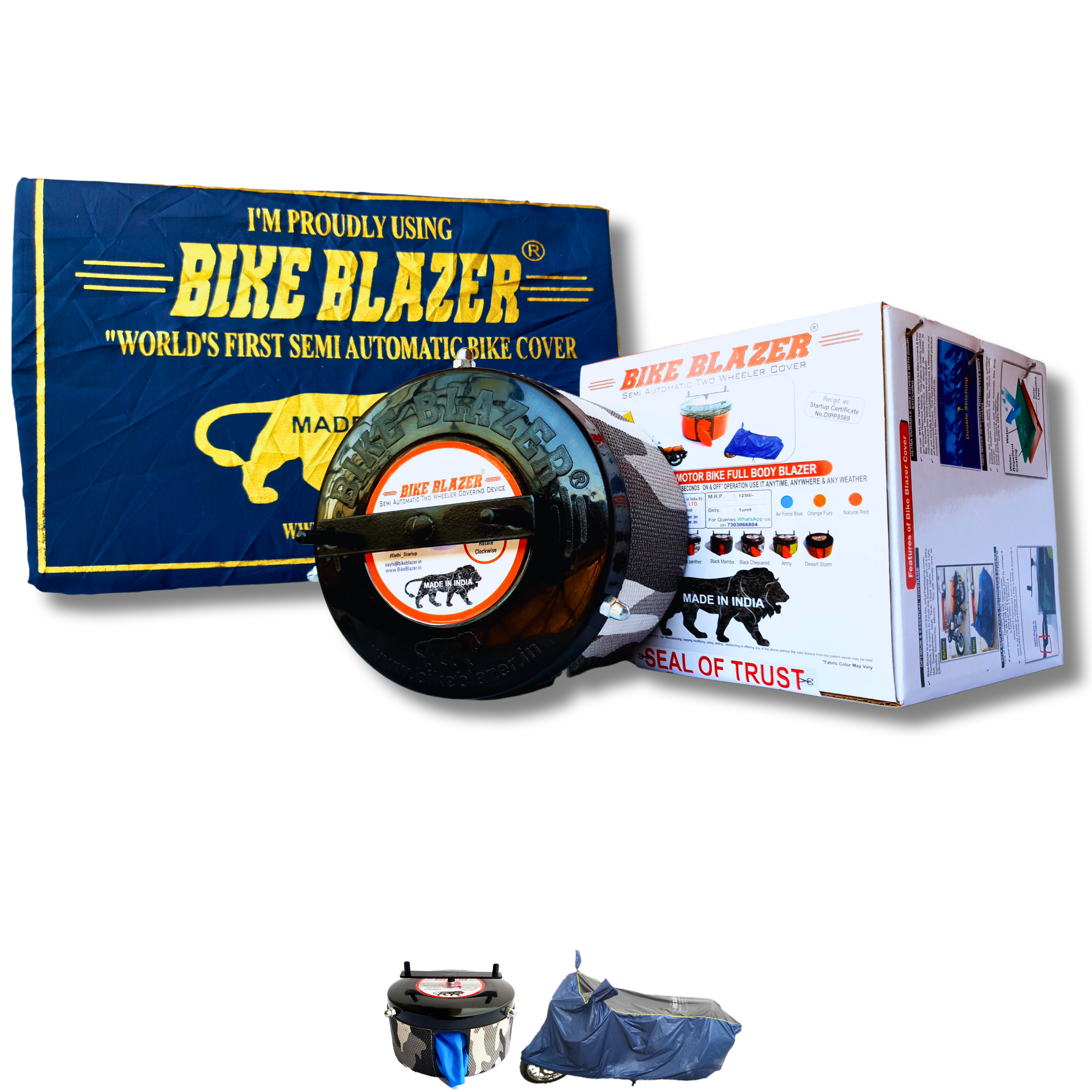 BikeBlazer semi automatic portable bike cover system with full body waterproof motorcycle protection BPN