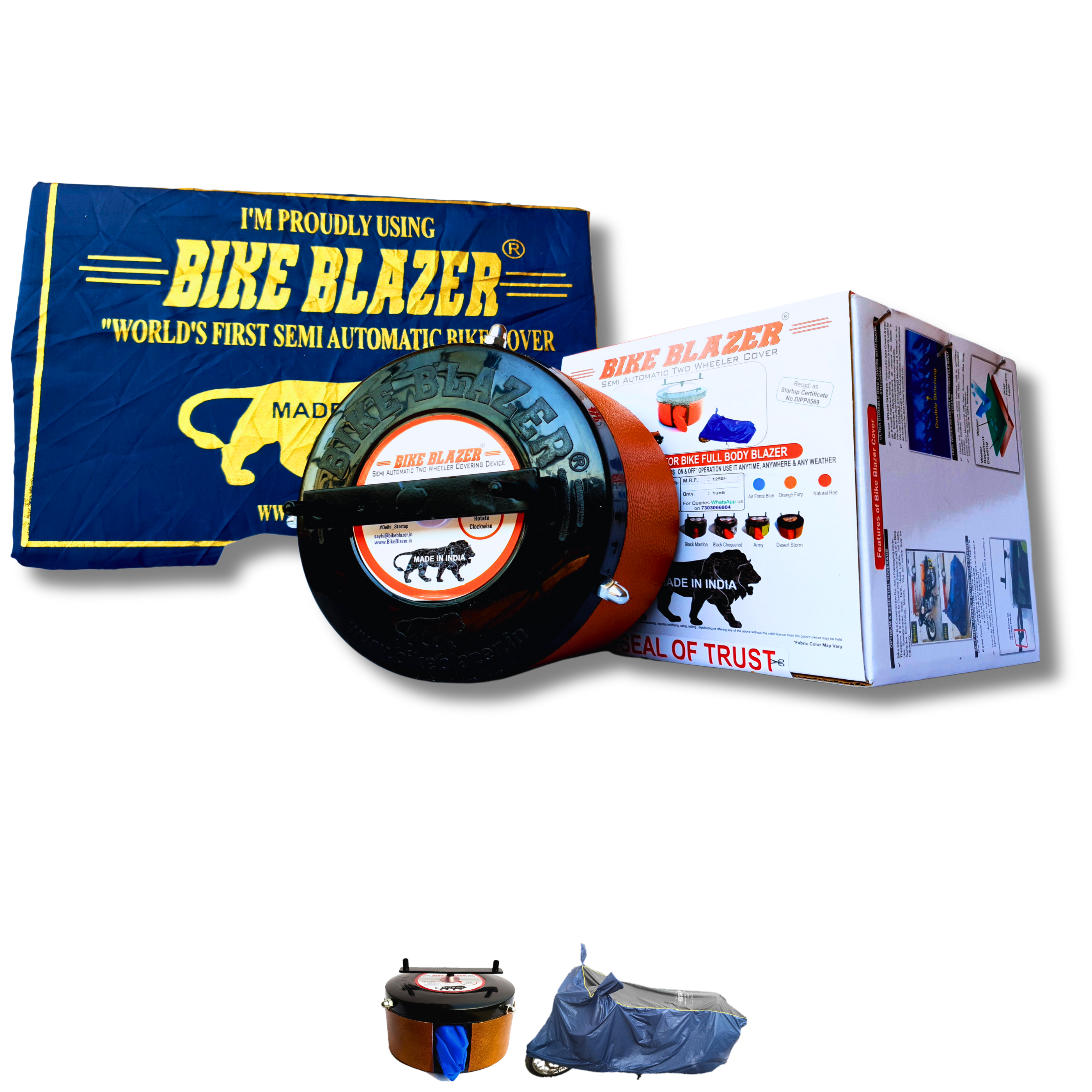BikeBlazer portable bike cover designed for full body motorcycle protection against dust, rain and UV exposure KHN