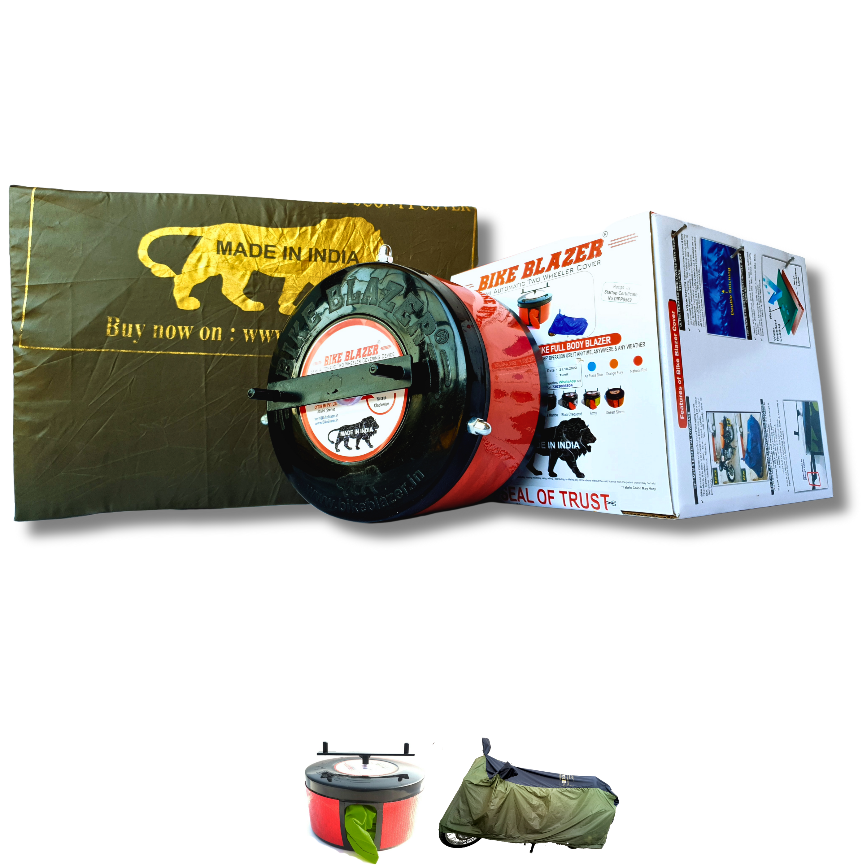 BikeBlazer portable motorcycle protection system with waterproof cover and elastic edge fitting RFJ