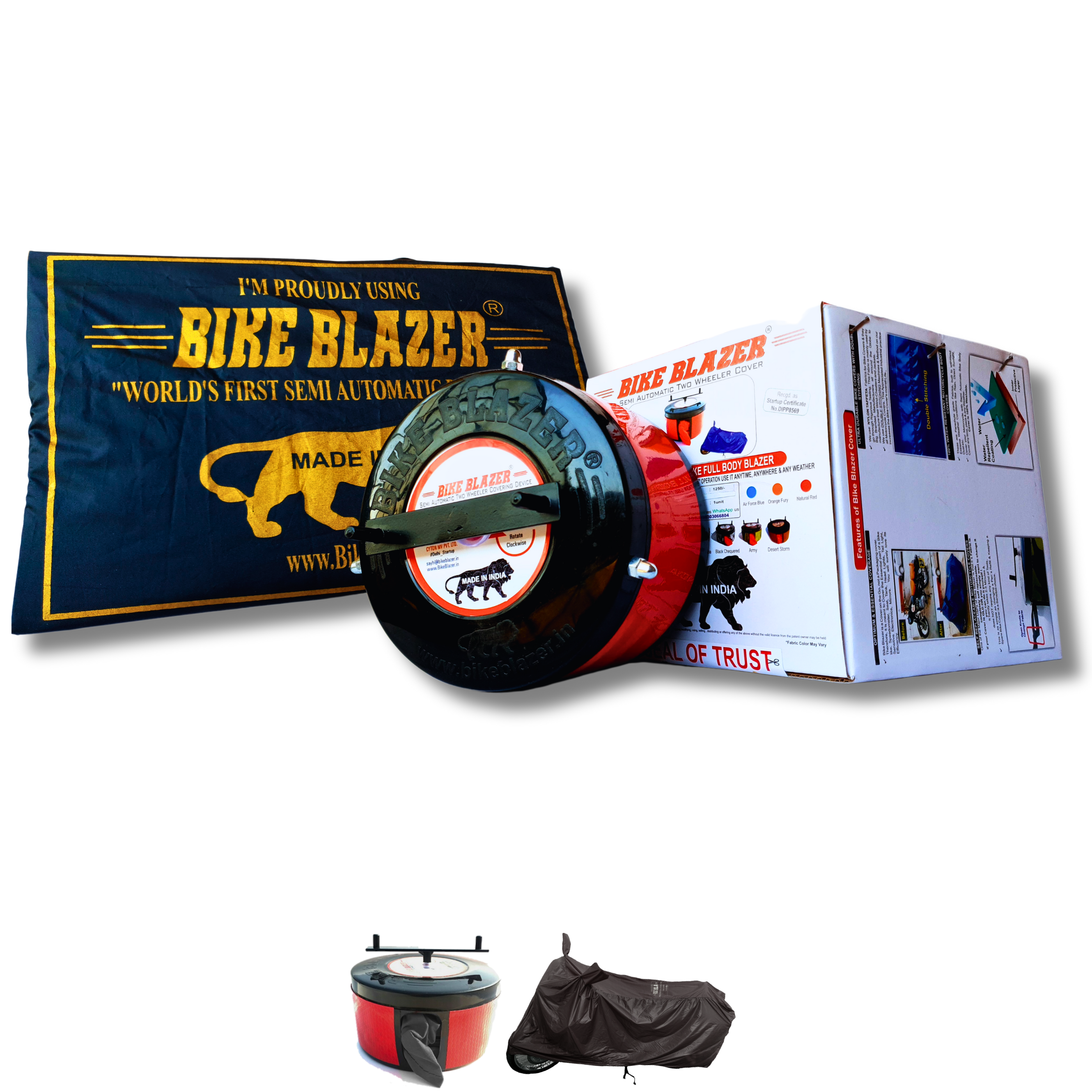 BikeBlazer full body waterproof motorcycle cover with semi automatic deployment for daily outdoor protection RFK