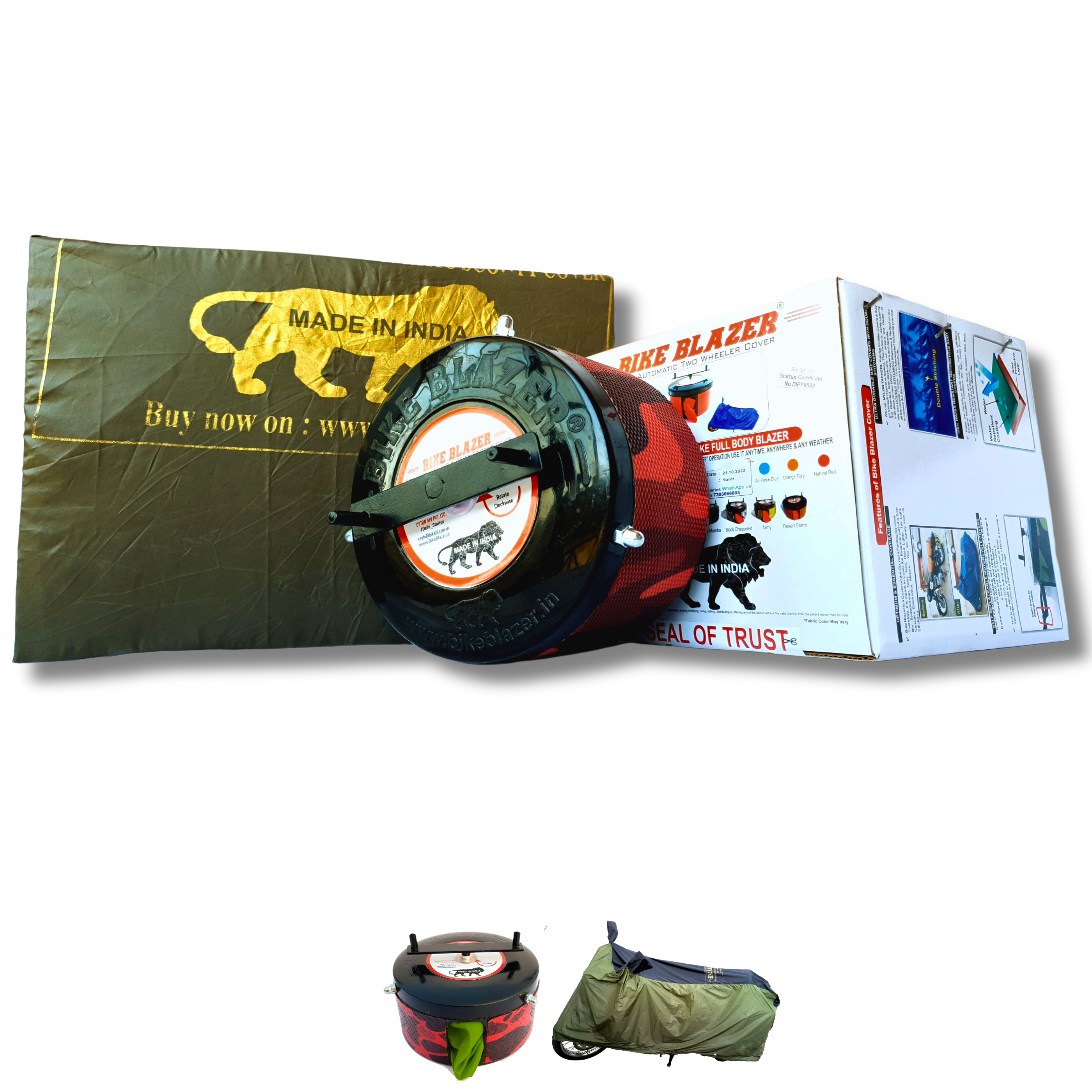 BikeBlazer semi automatic portable bike cover with waterproof full body coverage and secure elastic fitting RPJ