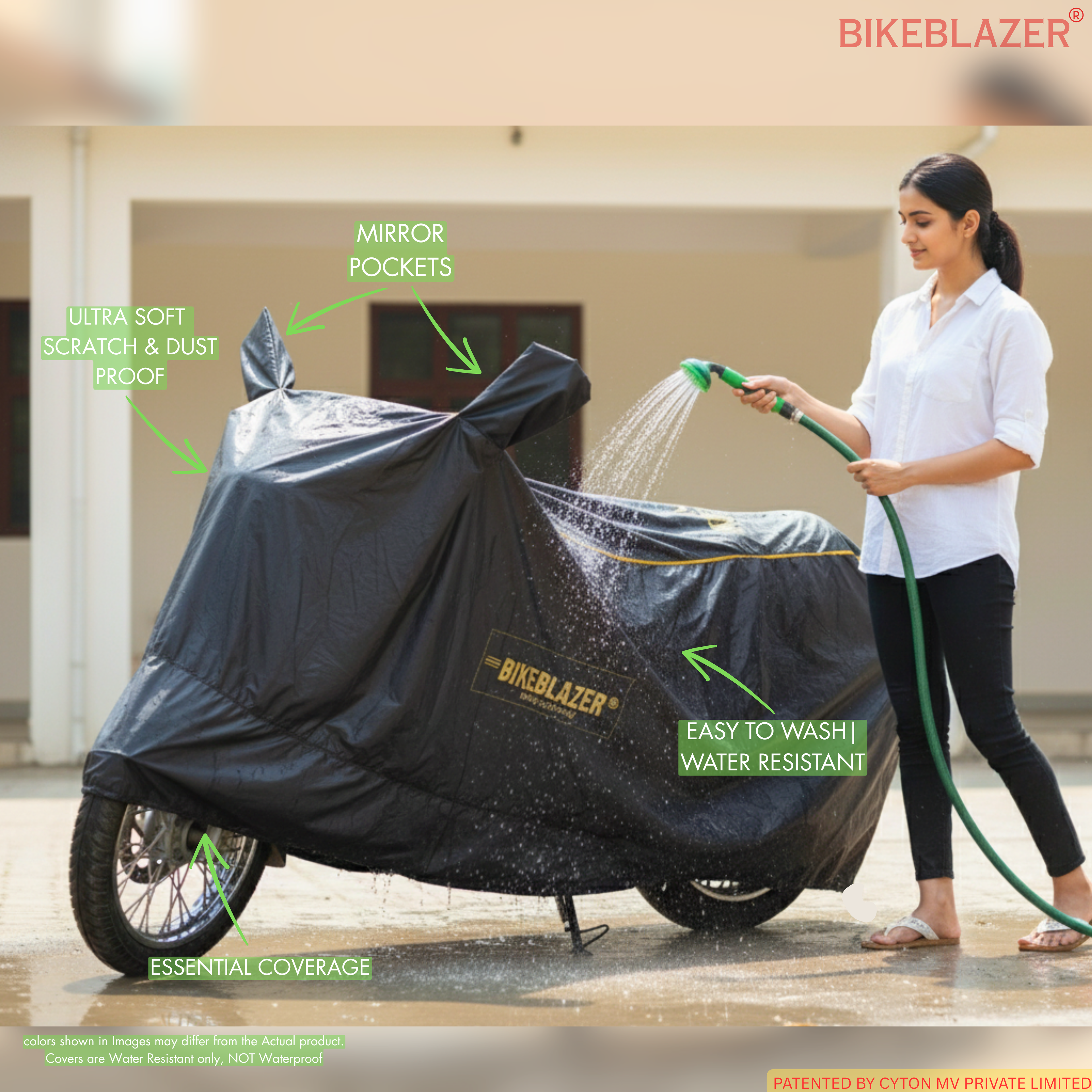 Black bike full body cover - waterproof motorcycle 2 wheeler heavy duty rain proof water resistant heat scratch proof outdoor dustproof bike body cover royal enfield hero ktm bajaj