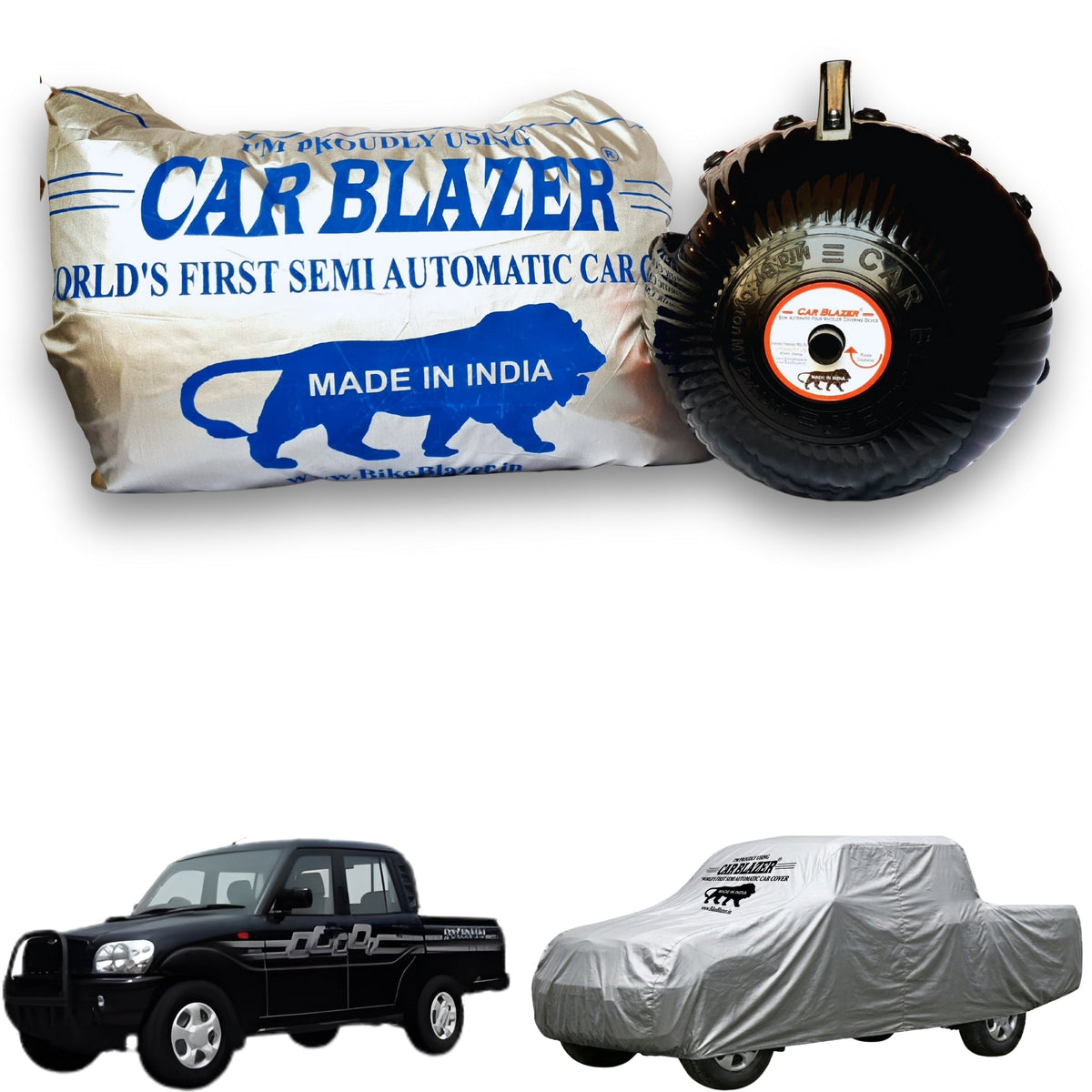 CarBlazer Car Cover Device Waterproof UV Proof Easy to Use Car Protection - Mahindra Scorpio Getaway Sc - SILVER.jpg