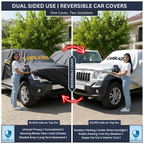 CarBlazer reversible full body car cover with dual sided black and silver protection