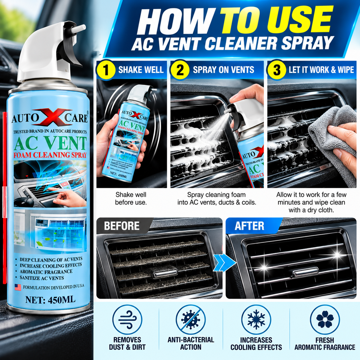 BIKEBLAZER: Auto X Care AC Vent Cleaner Spray