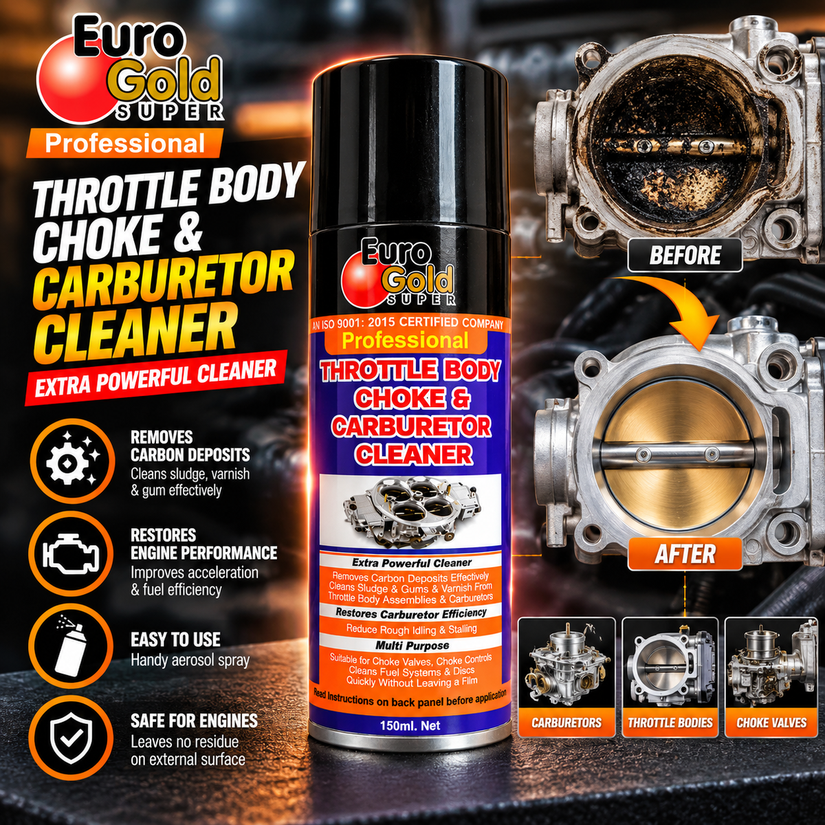 BIKEBLAZER: Euro Gold Super Throttle Body, Choke & Carburetor Cleaner