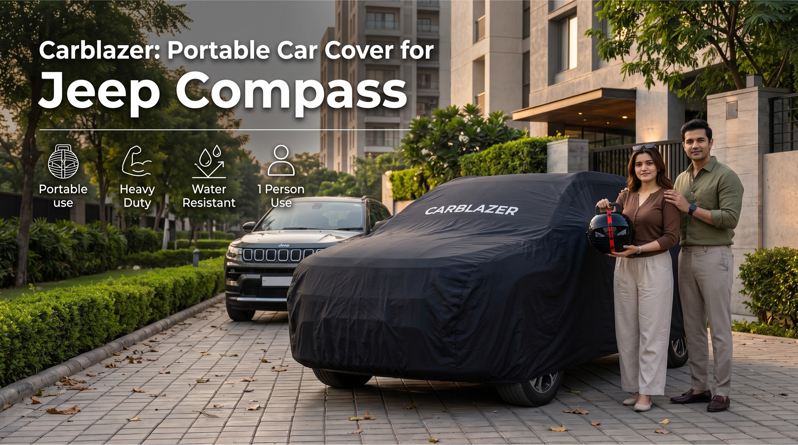 JEEP - CARBLAZER Full Body Car Cover Sun proof Waterproof outdoor scratchproof Rain Dust proof 100 weather resistant Covers