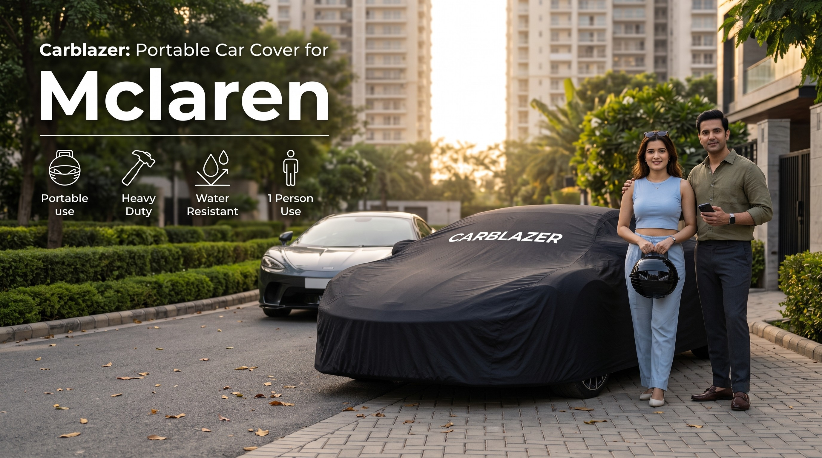 MCLAREN - CARBLAZER Full Body Car Cover Sun proof Waterproof outdoor scratchproof Rain Dust proof 100 weather resistant Covers for PREMIUM CARS