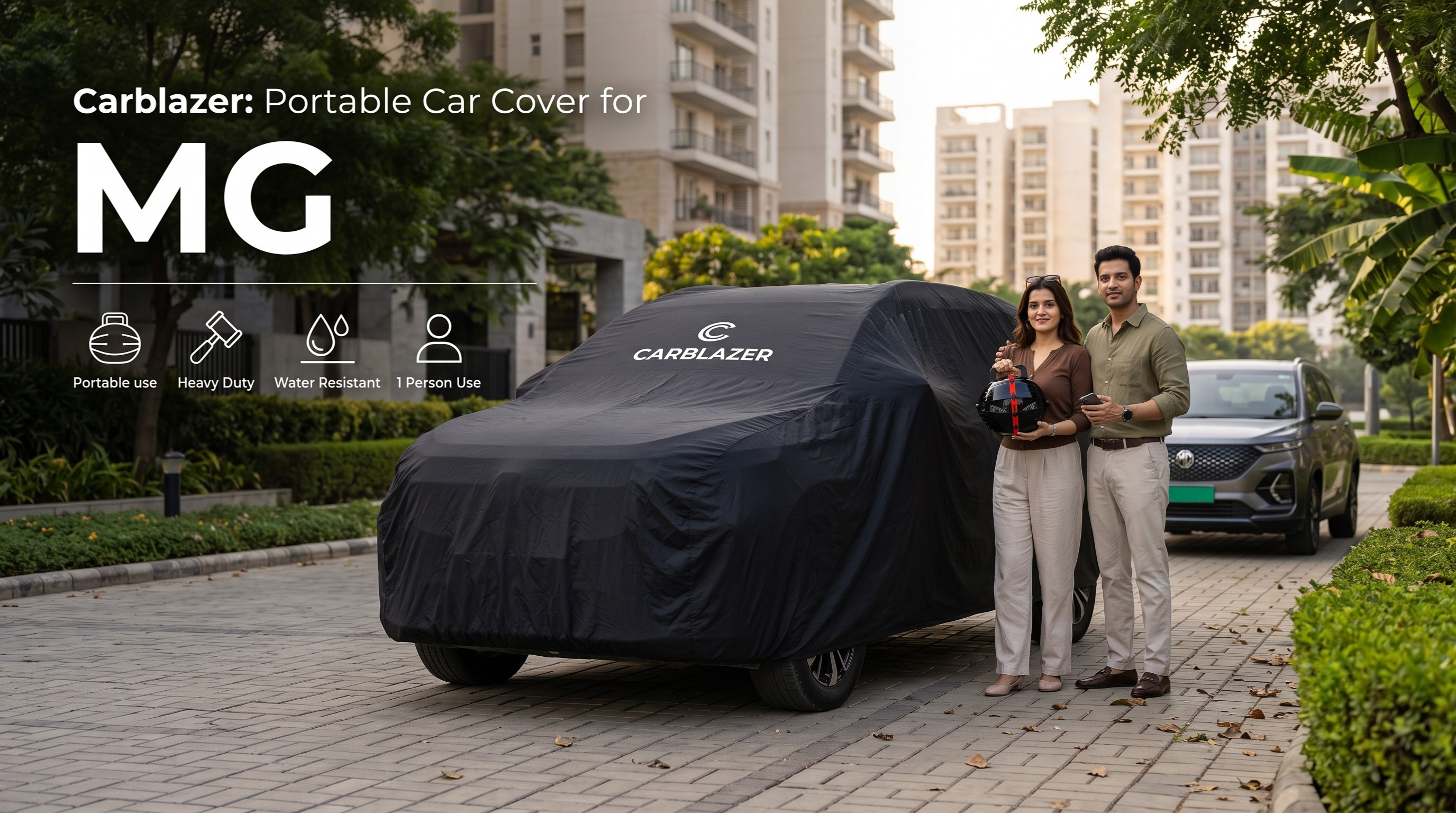 MG - CARBLAZER Full Body Car Cover Sun proof, Waterproof, outdoor, scratchproof, Rain Dust proof,  100% weather resistant Covers for MG cars