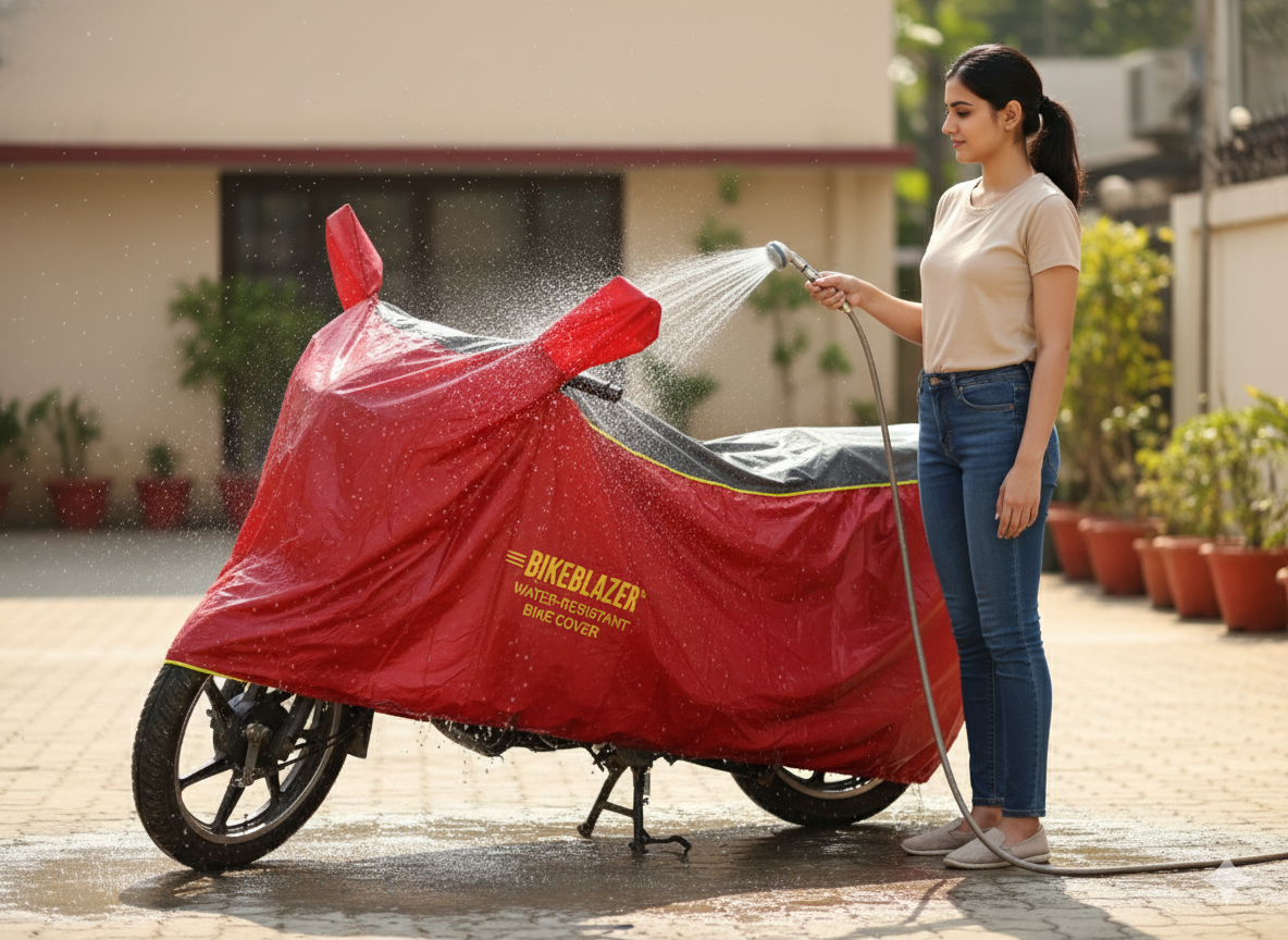 Red bike body cover - waterproof motorcycle 2 wheeler heavy duty rain proof water resistant heat scratch proof outdoor dustproof bike body cover royal enfield.