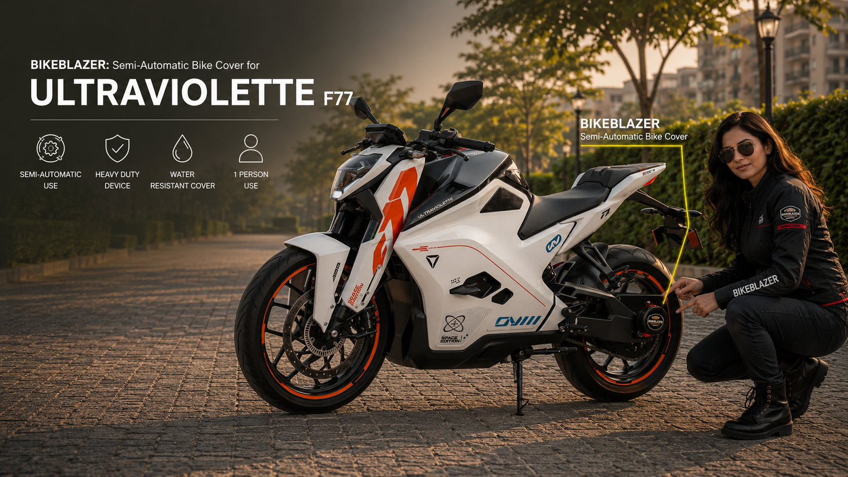 Ultraviolette Motorcycles banner website waterproof bike body cover for Ultraviolette motorcycles dustproof heavy duty rain water resistant