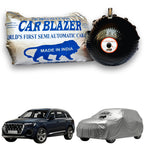 CarBlazer semi automatic portable full body waterproof car cover designed for luxury SUV rays of Suns with dust proof, UV rays of Sun safe and tear resistant outdoor protection Soft Scratproof, water, Dust & Wind resistant car coverfor Audi-Q7 all car models.