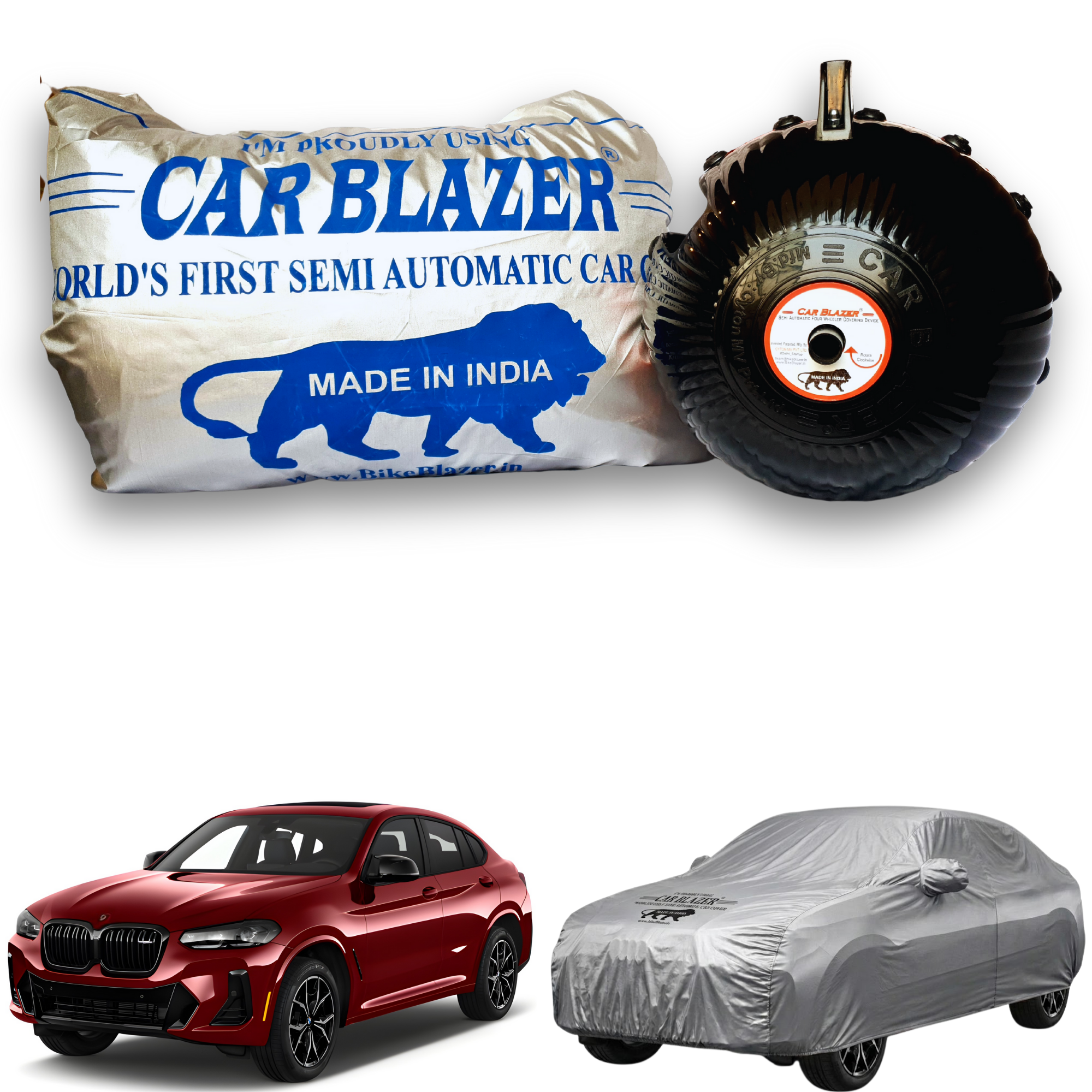 CarBlazer semi automatic waterproof car cover engineered for luxury SUV rays of Suns with complete protection against rain, dust and harmful UV rays of Sun exposure Soft Scratproof, water, Dust & Wind resistant car coverfor BMW X4 all car models.