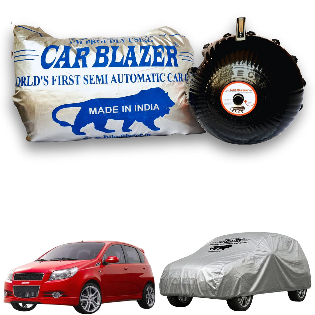 CarBlazer semi automatic car cover engineered for premium hatchbacks with complete protection against rain, dust and harmful  Sun exposure water, Dust & Wind resistant car cover for Chevrolet Aveo U VA all car models.