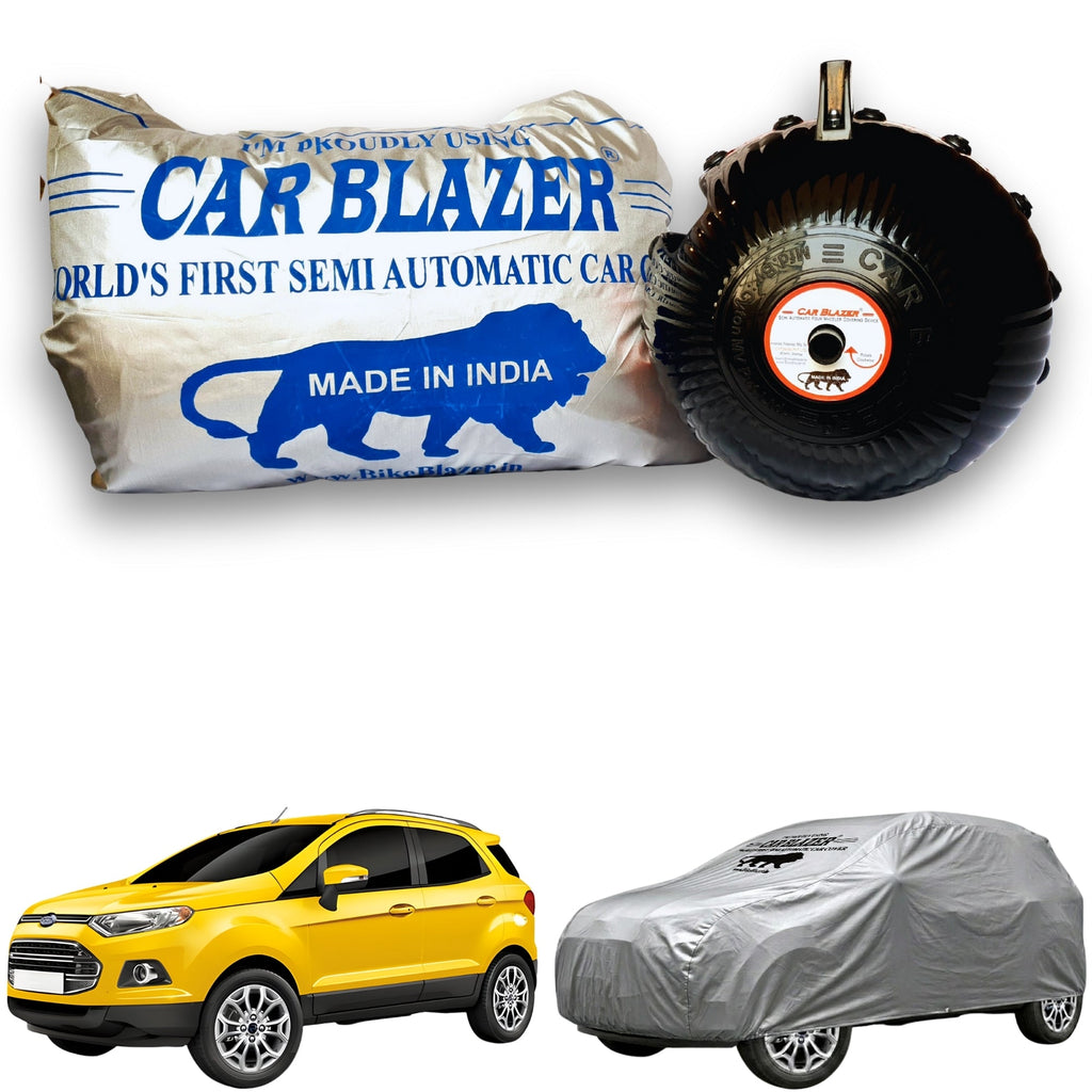 CarBlazer semi automatic portable waterproof full body car cover for compact SUV rays of Suns with secure elastic fitting, outdoor weather protection and long lasting vehicle care for  all car models.for Ford EcoSport all car models.