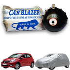 CarBlazer semi automatic portable full body waterproof car cover designed for compact hatchbacks with dust proof, UV safe, Dustproof & tear resistant outdoor protection  for Honda Brio all car models.