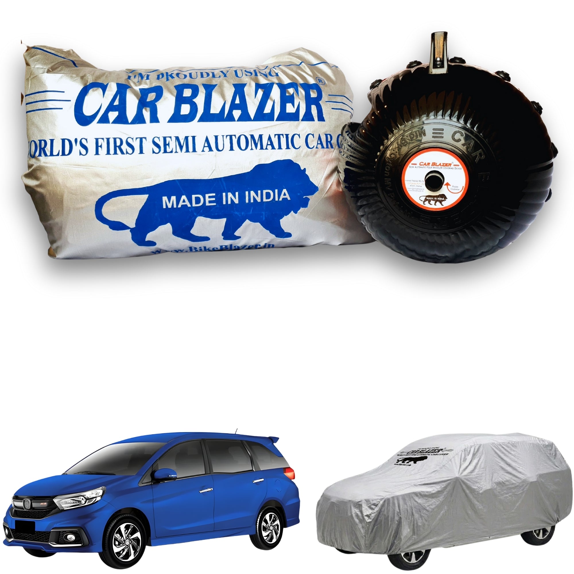 CarBlazer waterproof portable car cover providing complete all weather protection for family MPVs with durable tear resistant construction Soft Scratproof, water, Dust & Wind resistant car coverfor Honda Mobilio all car models.