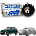 CarBlazer semi automatic portable full body waterproof car cover designed for full-size SUVs with dust proof, UV safe and tear resistant outdoor protection  Soft Scratproof, water, Dust & Wind resistant car coverfor Hyundai Alcazar all car models.