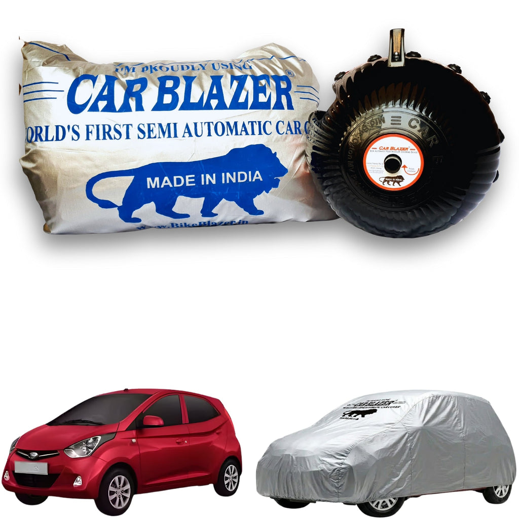 CarBlazer portable waterproof full body car cover protecting compact hatchbacks from rain, dust, sunlight and changing outdoor weather conditions and 100% Rain Water Resistant for Hyundai Eon all car models.