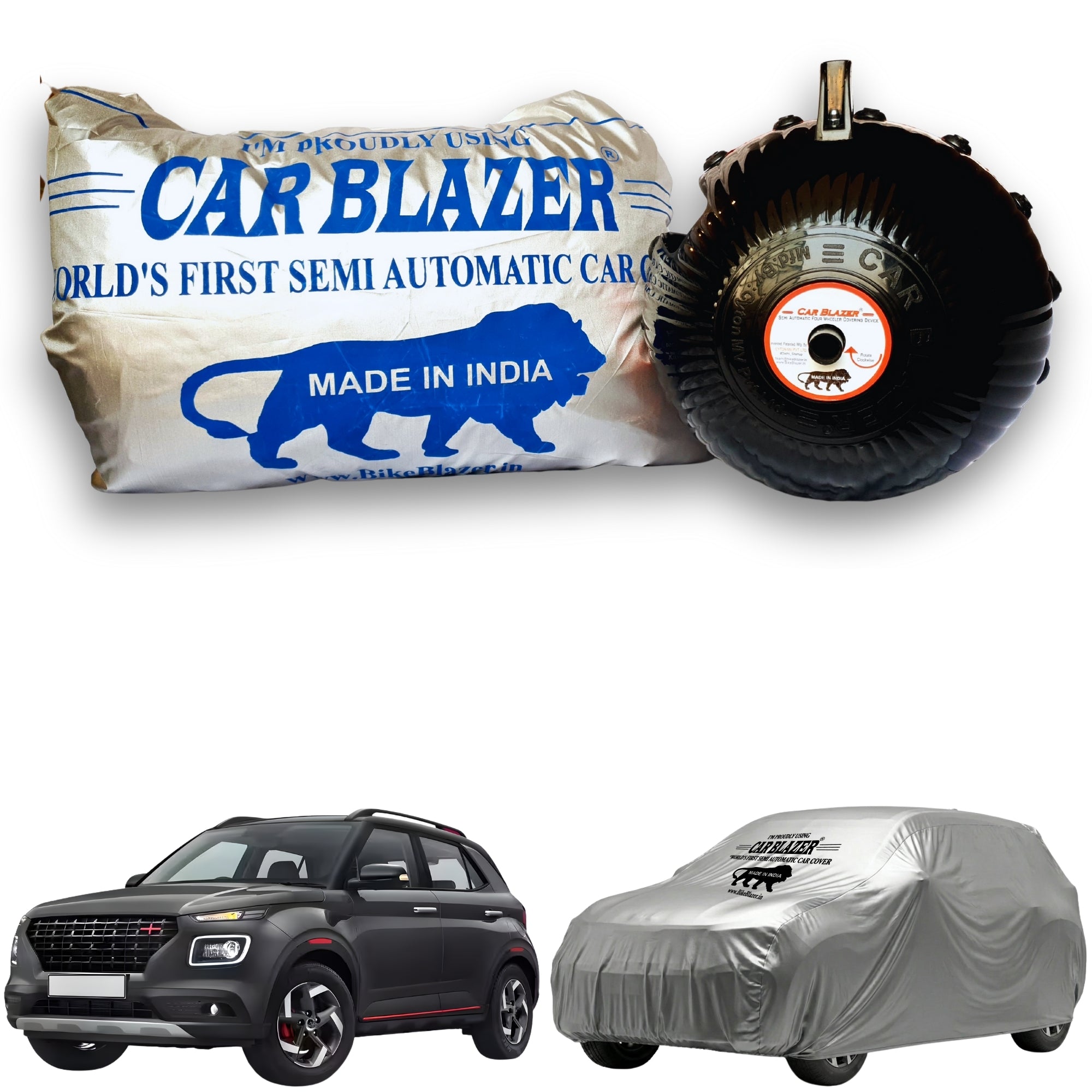 CarBlazer portable waterproof full body car cover protecting compact SUV rays of Suns from changing weather during everyday driving and weekend travel water, Dust & Wind resistant car coverfor Hyundai Venue N Line all car models.