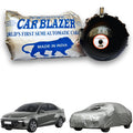 CarBlazer semi automatic portable full body waterproof car cover designed for modern sedans with dust proof, UV rays of Sun safe and tear resistant outdoor protection for Hyundai Verna all car models.