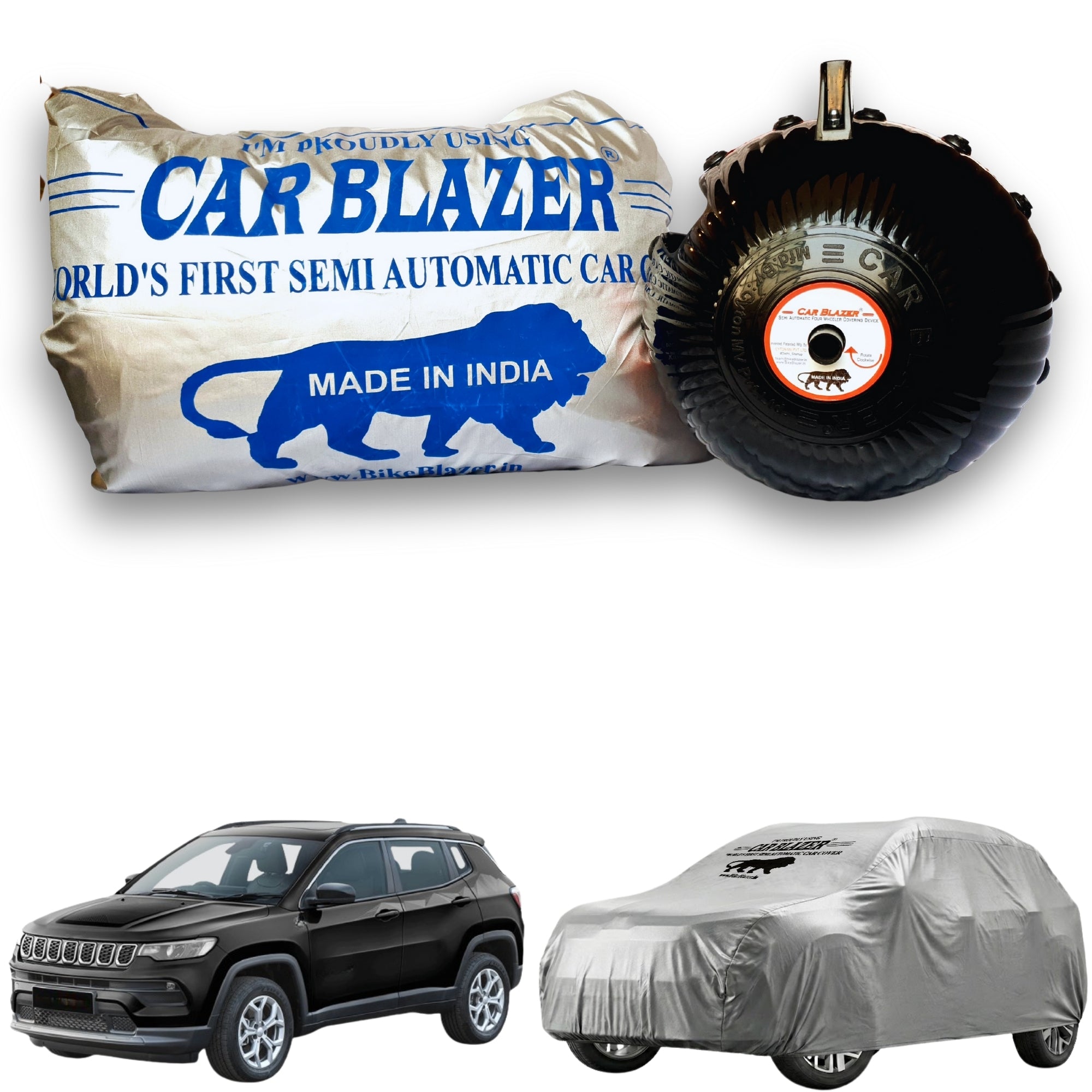 CarBlazer portable waterproof full body car cover protecting compact SUV rays of Suns from changing weather during everyday driving and weekend travel water, Dust & Wind resistant car coverfor  all car models.for Jeep Compass all car models.