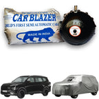 CarBlazer semi automatic portable full body car cover delivering waterproof, dust proof and UV safe protection for family MPVs parked outdoors  Soft Scratproof, water, Dust & Wind resistant car coverfor Kia Carens Clavis all car models.
