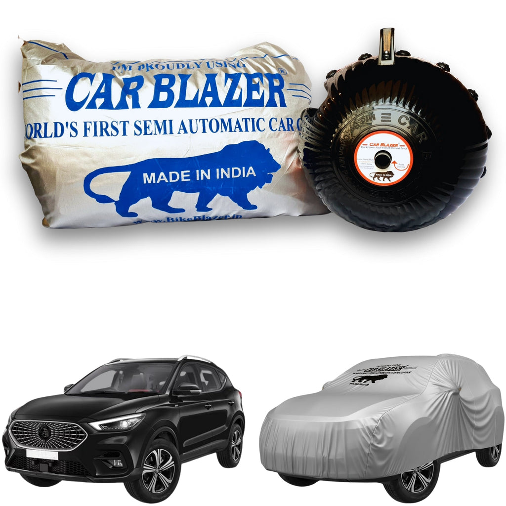 CarBlazer semi automatic portable full body waterproof car cover designed for mid-size SUV rays of Suns with dust proof, UV rays of Sun safe and tear resistant outdoor protection water, Dust & Wind resistant car coverfor MG Astor all car models.