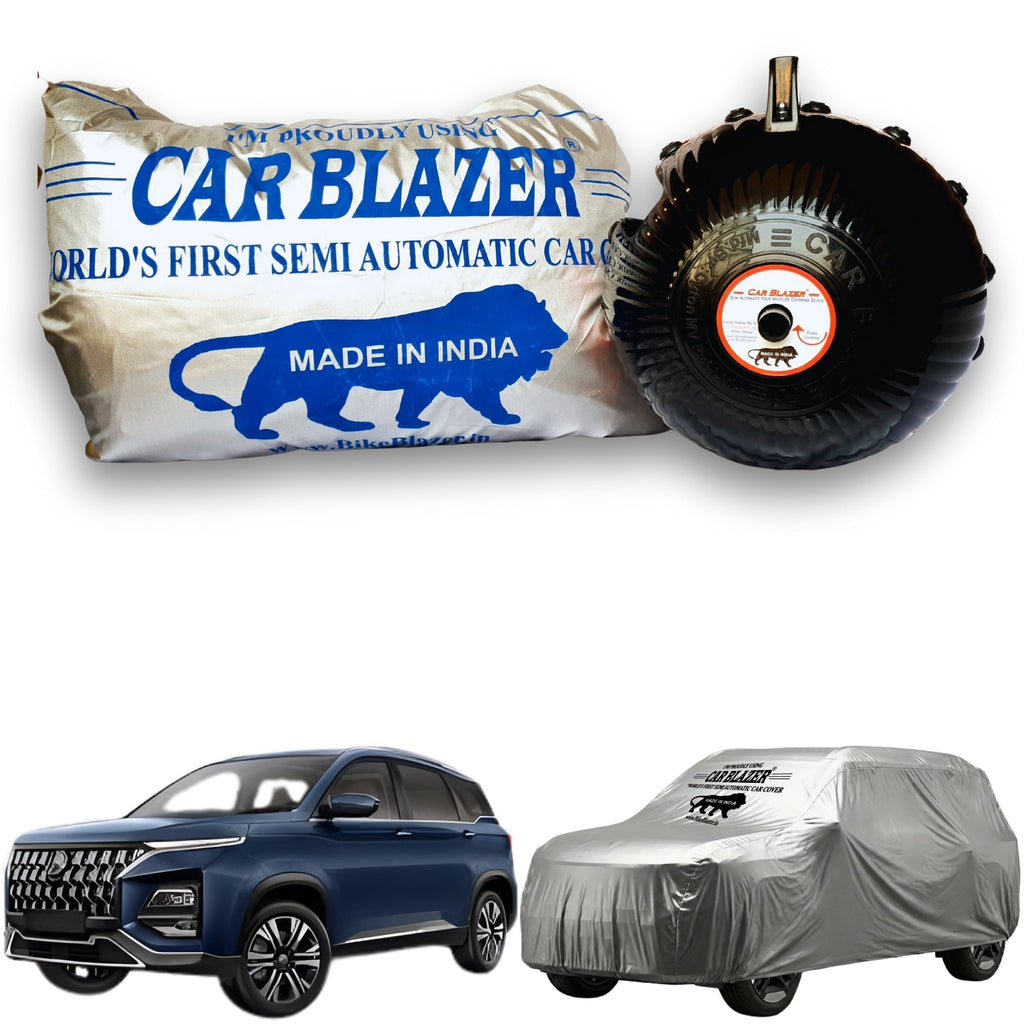 CarBlazer portable semi automatic car cover system delivering quick full body protection for full-size SUVs with waterproof and tear resistant fabric  Soft Scratproof, water, Dust & Wind resistant car coverfor MG Hector Plus 7 Seater
all car models.