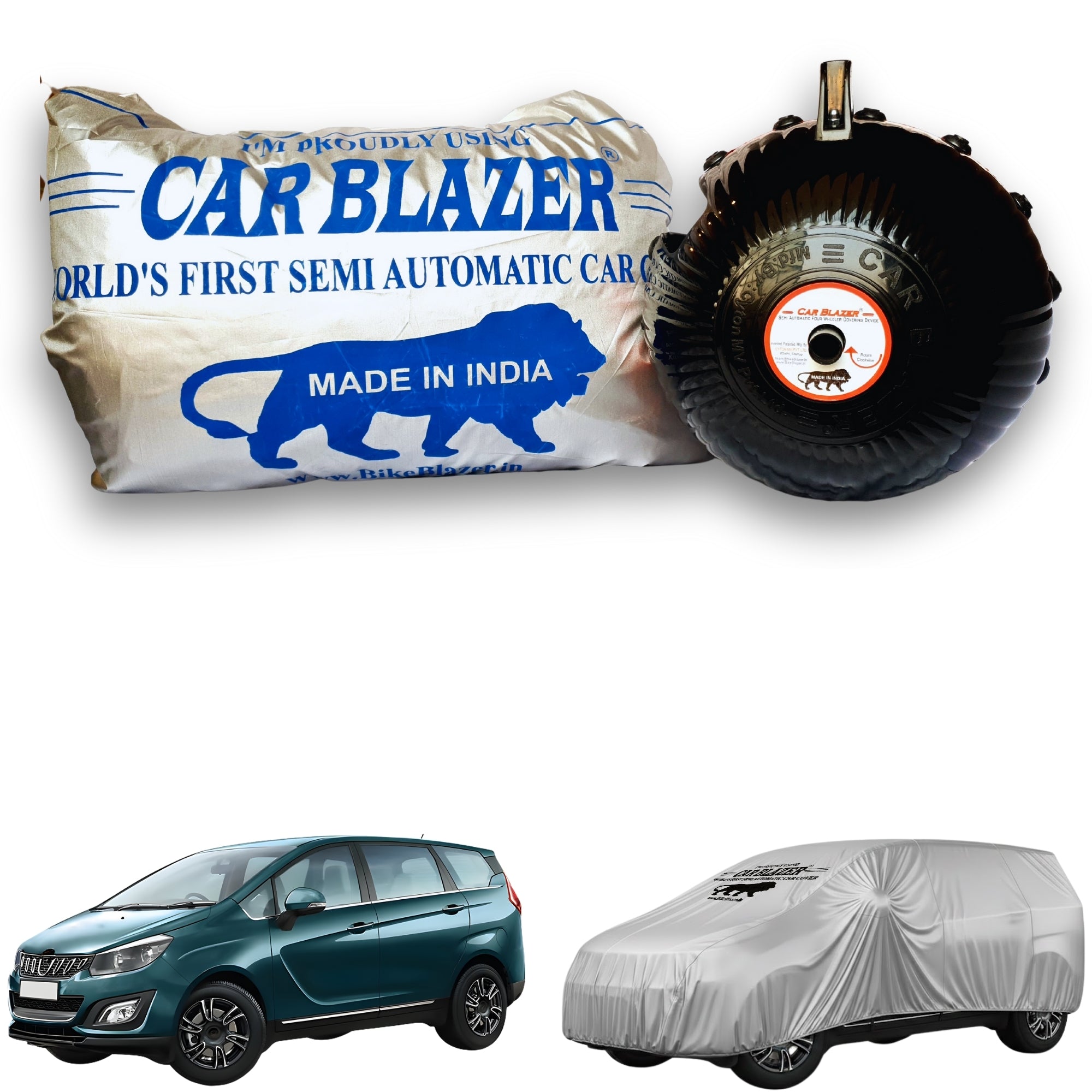 CarBlazer portable waterproof full body car cover protecting family MPVs during school runs, daily commuting and changing weather conditions  Soft Scratproof, water, Dust & Wind resistant car coverfor Mahindra Marazzo all car models.