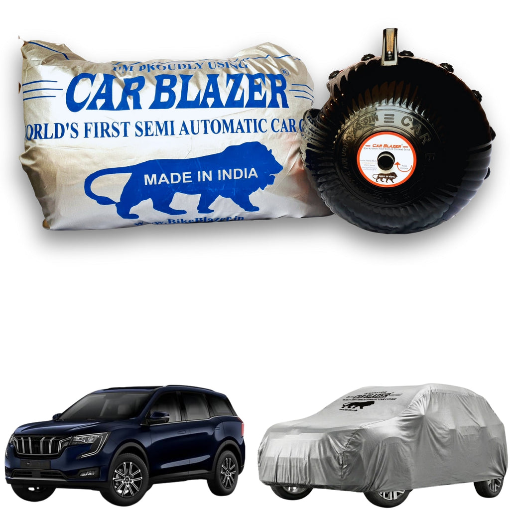 CarBlazer portable semi automatic car cover system delivering quick full body protection for full-size SUVs with waterproof and tear resistant fabric  Soft Scratproof, water, Dust & Wind resistant car coverfor Mahindra XUV700 all car models.