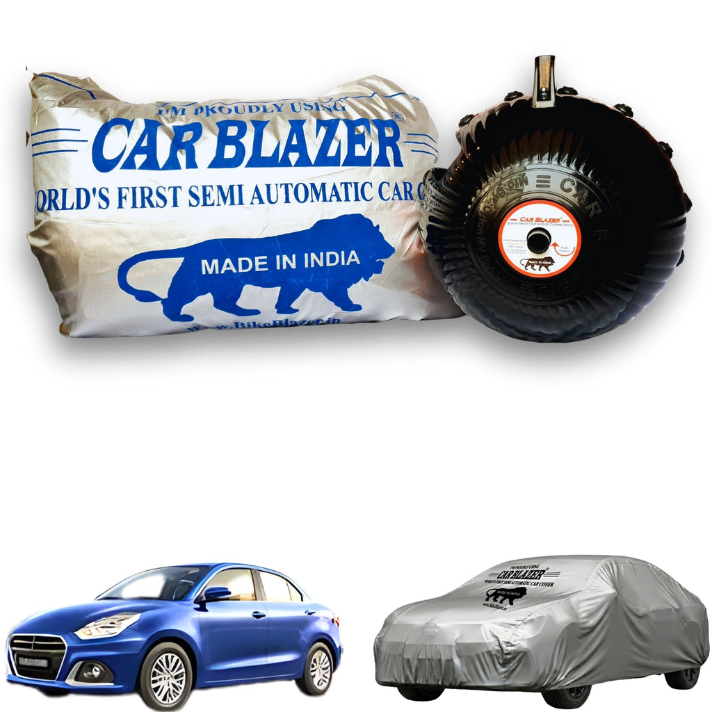 CarBlazer full body waterproof car cover designed for premium hatchbacks requiring dependable outdoor storage and vehicle care, Scratchptoof water, Dust & Wind resistant car cover for Maruti Suzuki New Dzire 2024 all car models.