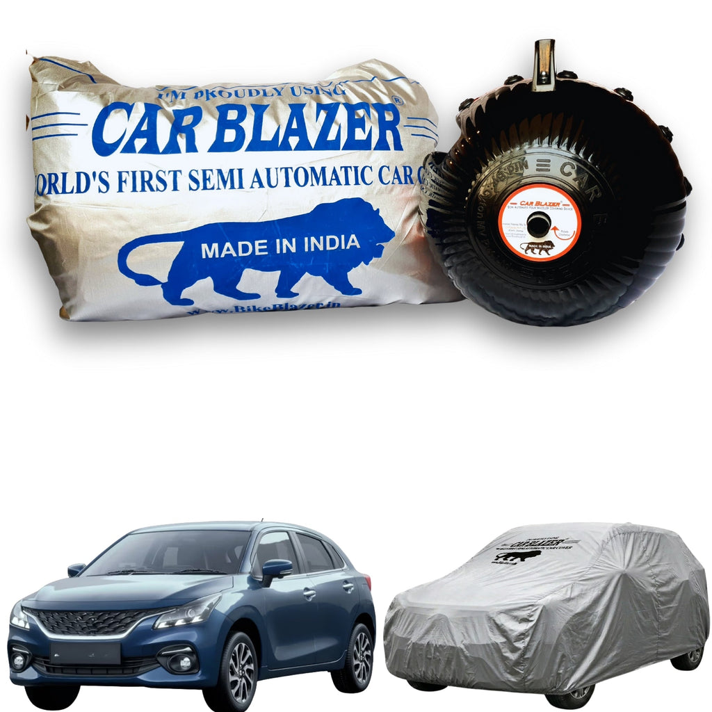 CarBlazer waterproof full body car cover built with tear resistant fabric for premium hatchbacks parked outdoors, water, Dust & Wind resistant car cover for Maruti Suzuki Baleno all car models.
