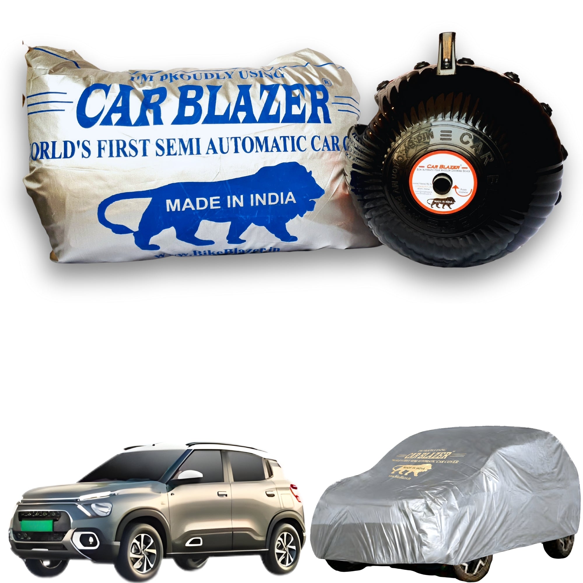 CarBlazer full body waterproof car cover helping protect compact hatchbacks from dust accumulation, rainwater, Heat Resistant, Sunlight Reflective and everyday outdoor conditions  for New Citroen eC3 all car models.