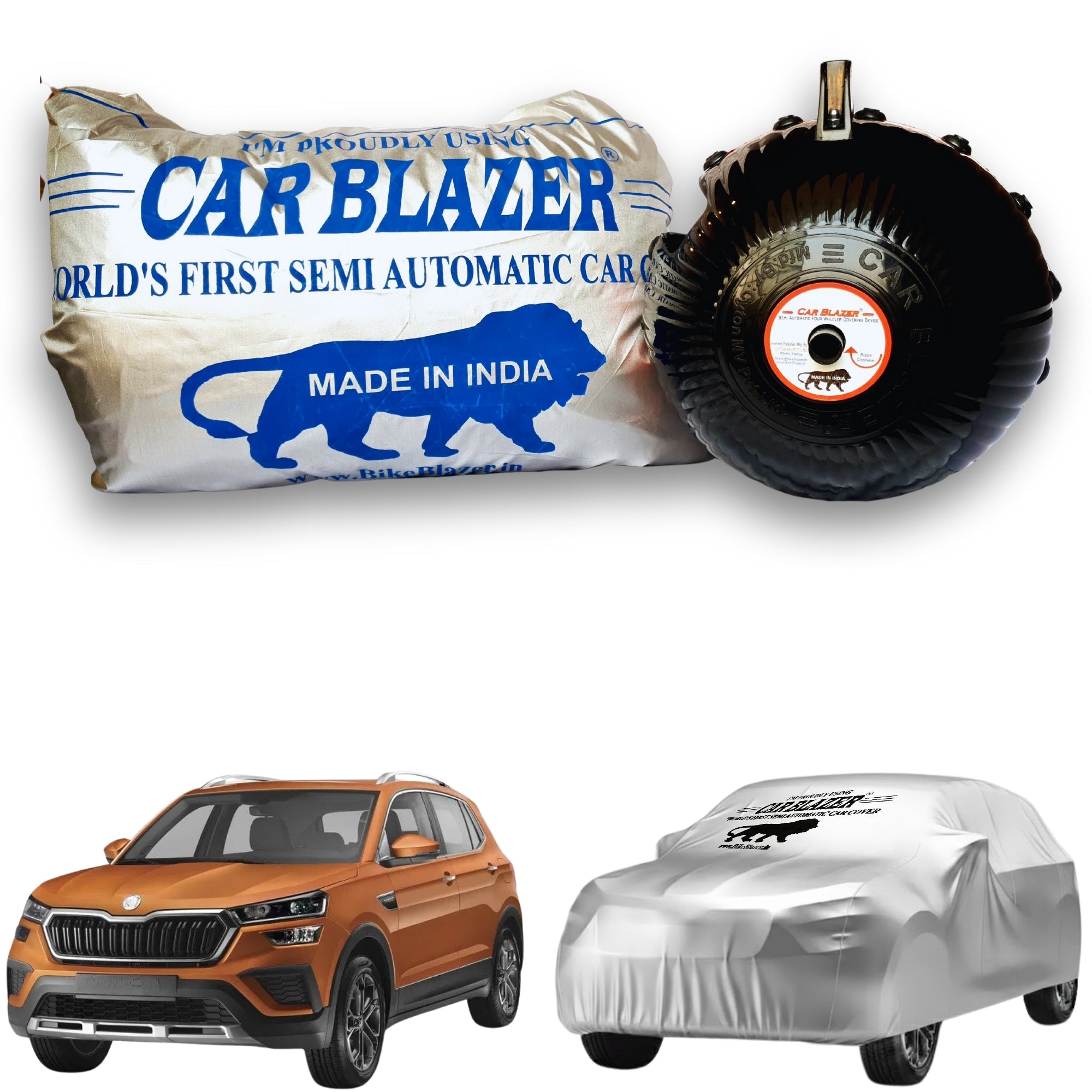 CarBlazer portable waterproof full body car cover protecting mid-size SUV rays of Suns during weekend trips, highway travel and changing weather conditions  Soft Scratproof, water, Dust & Wind resistant car coverfor Skoda Kushaq all car models.